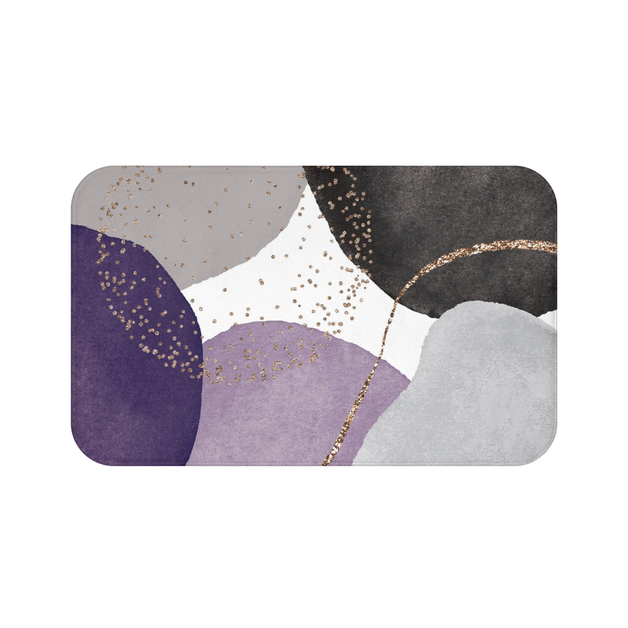 Boho Bath, Kitchen Mat | Modern Black Lavender Purple, Grey Bathroom