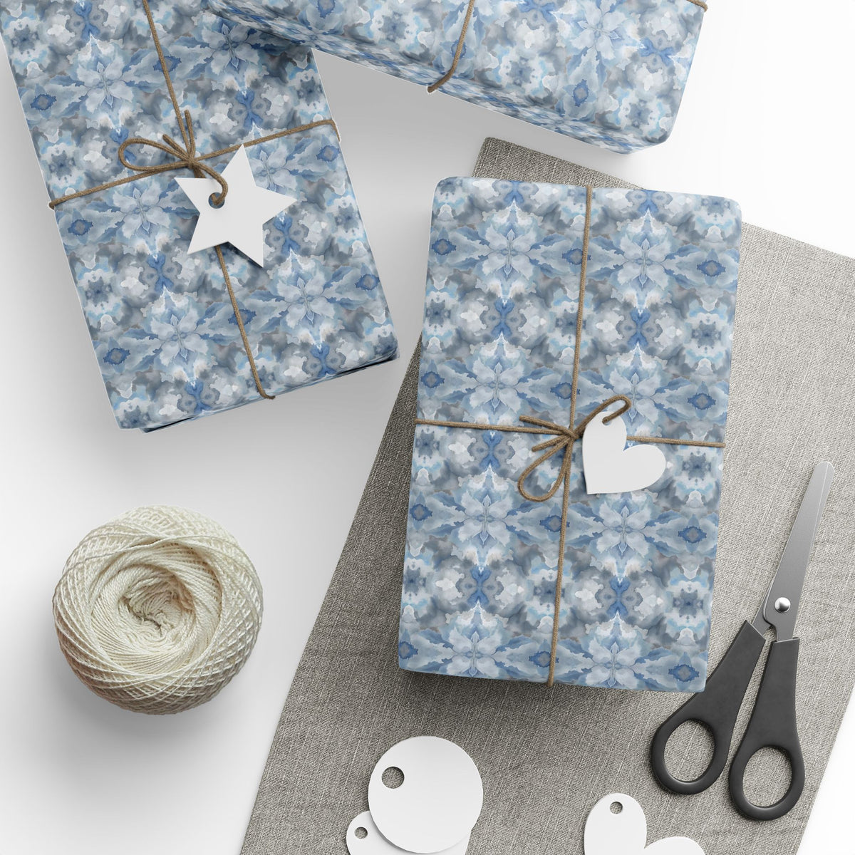 Soft Blue Grey Watercolor Wrapping Paper, Abstract Gift Wrap