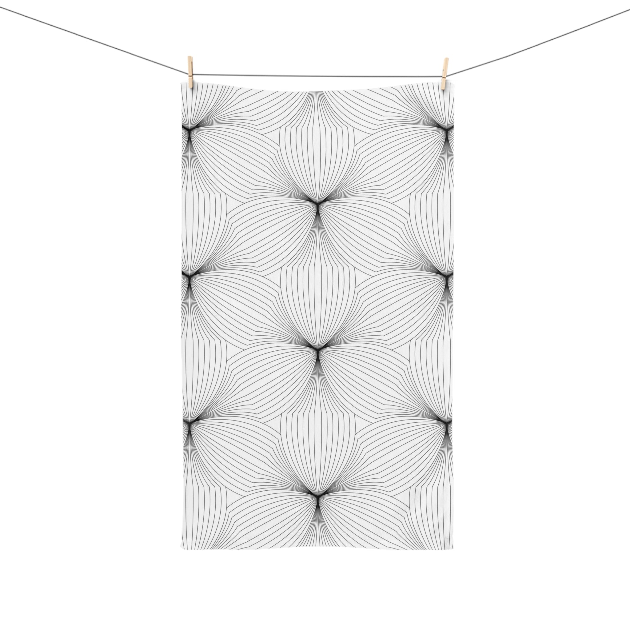 Art Deco, Bath Hand Towel | Black Gray White Minimalist Geometric