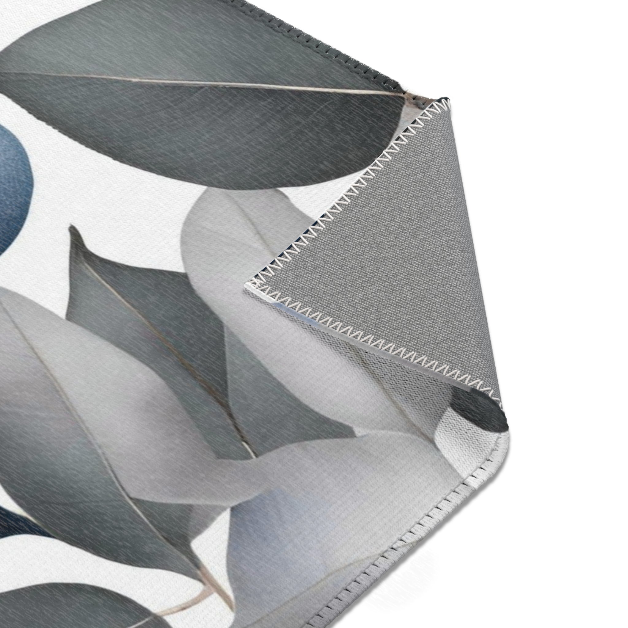Abstract Leaves Area Rug | Blue Grey White