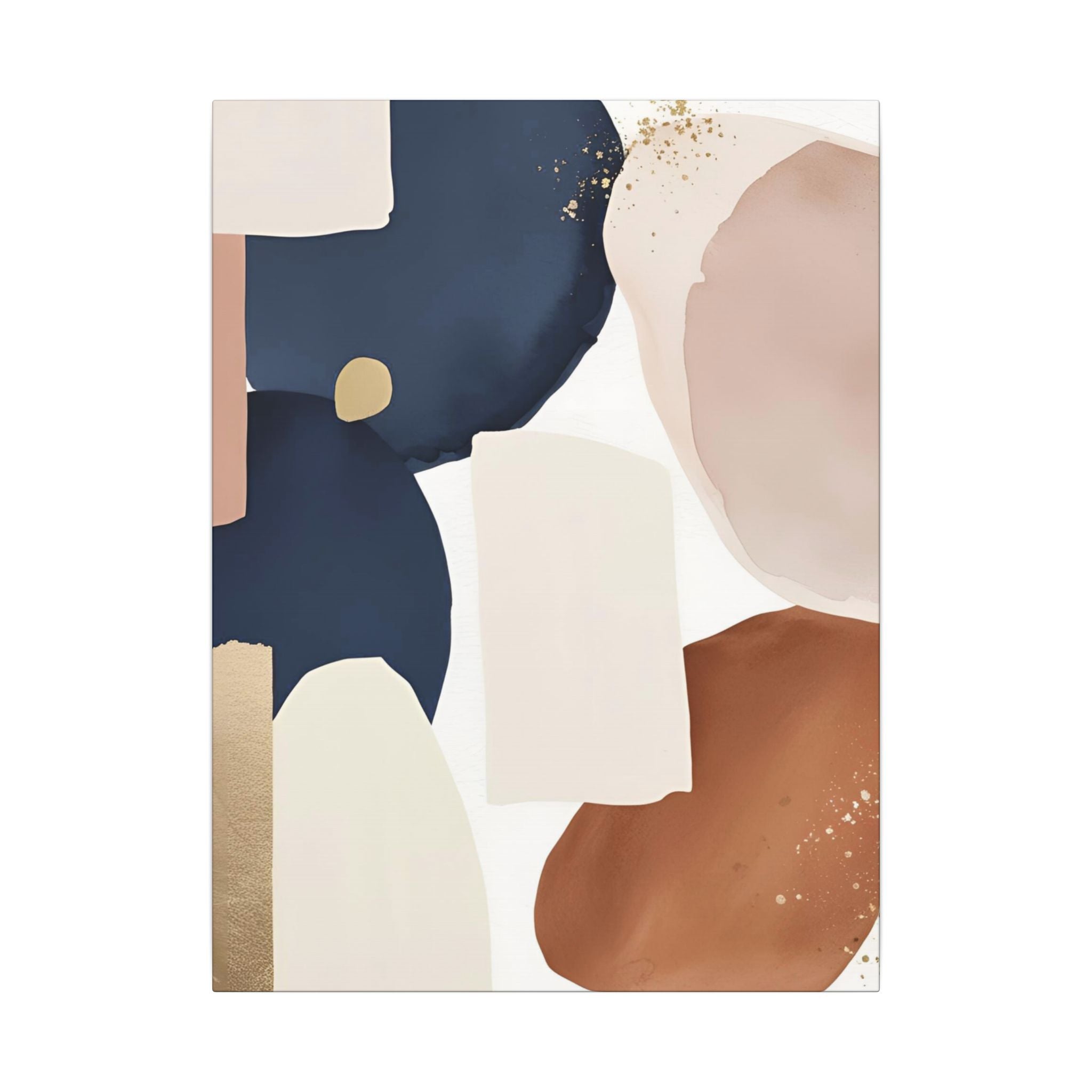 The image is an abstract art piece featuring a variety of colors and shapes, including shades of blue, pink, and brown.