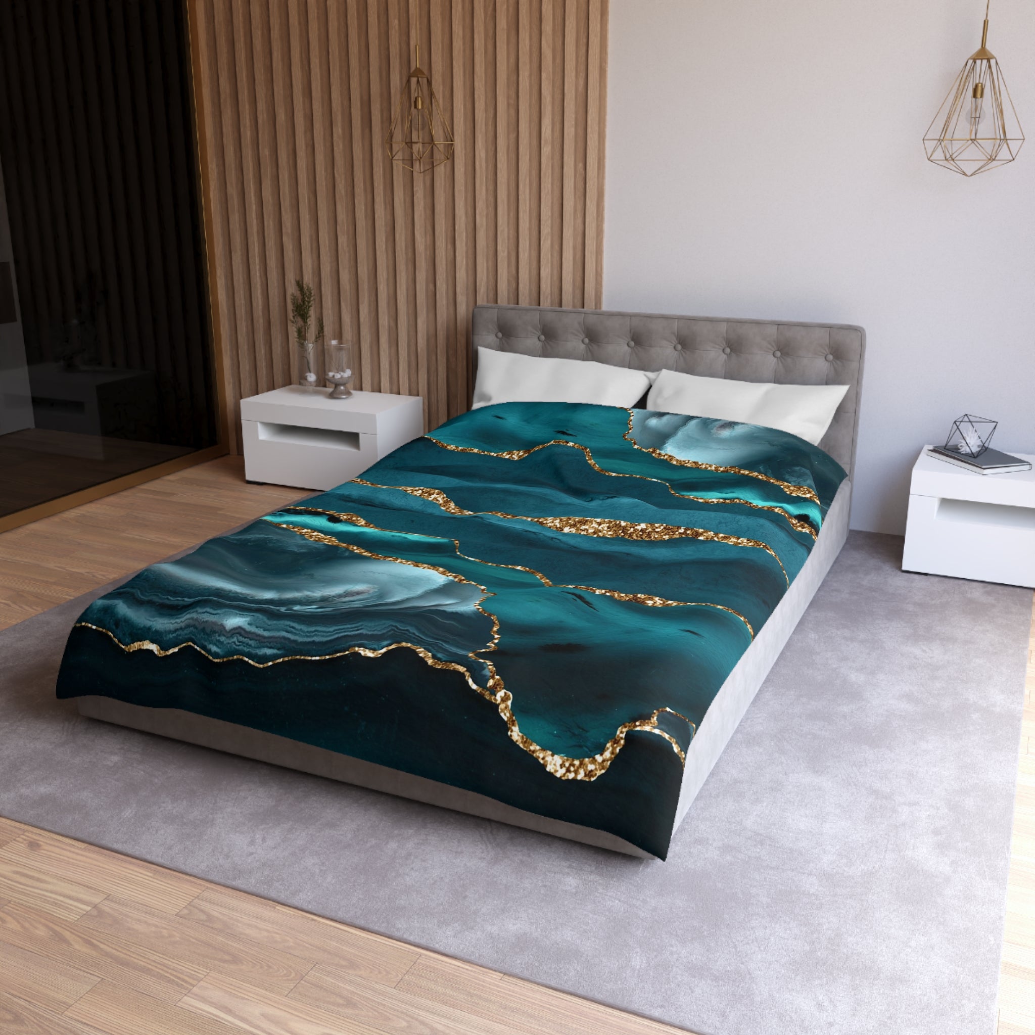 Abstract Duvet, Pillow Cover Set | Teal Blue Bedroom Set