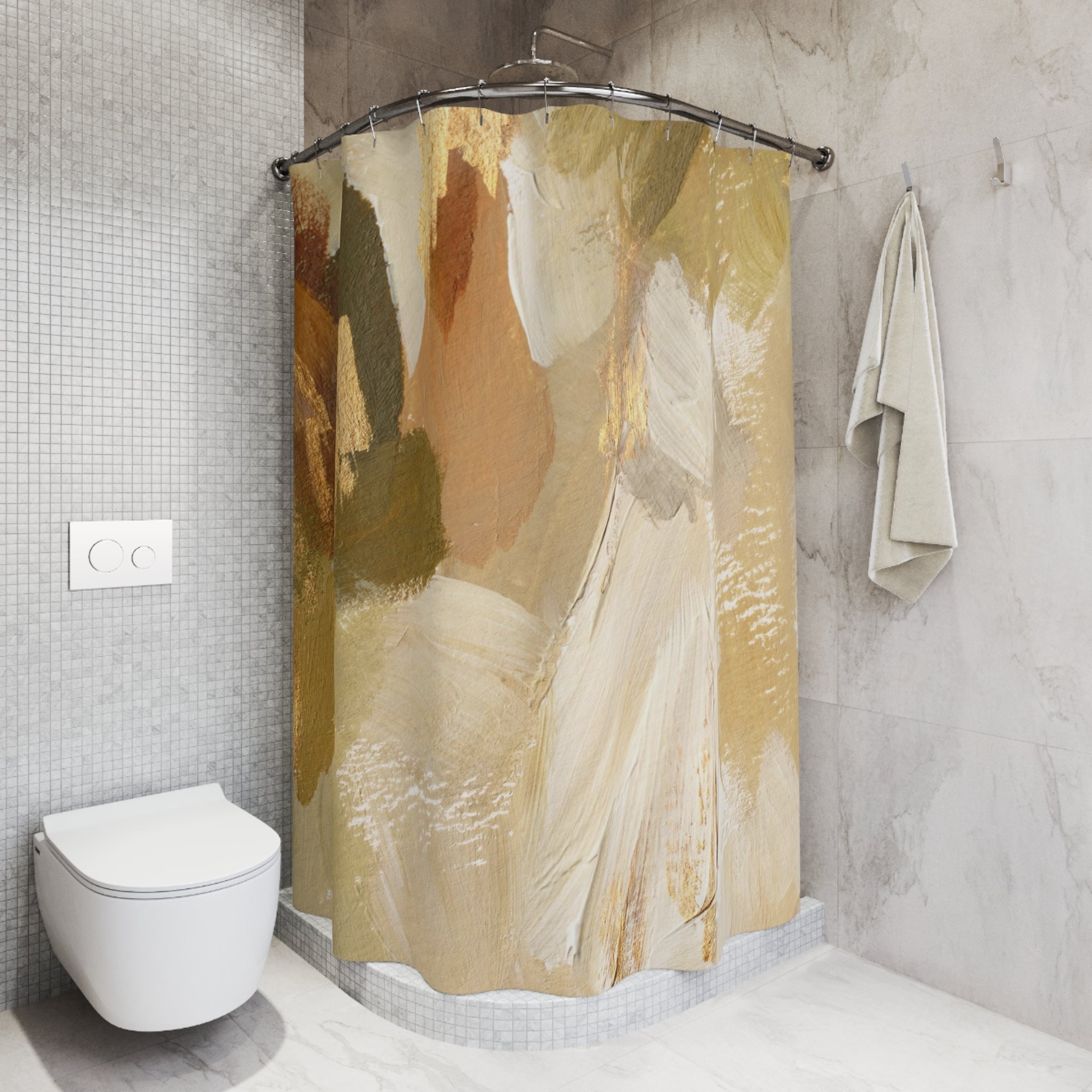 Abstract Watercolor Shower Curtain | Beige Neutral Bathroom Decor