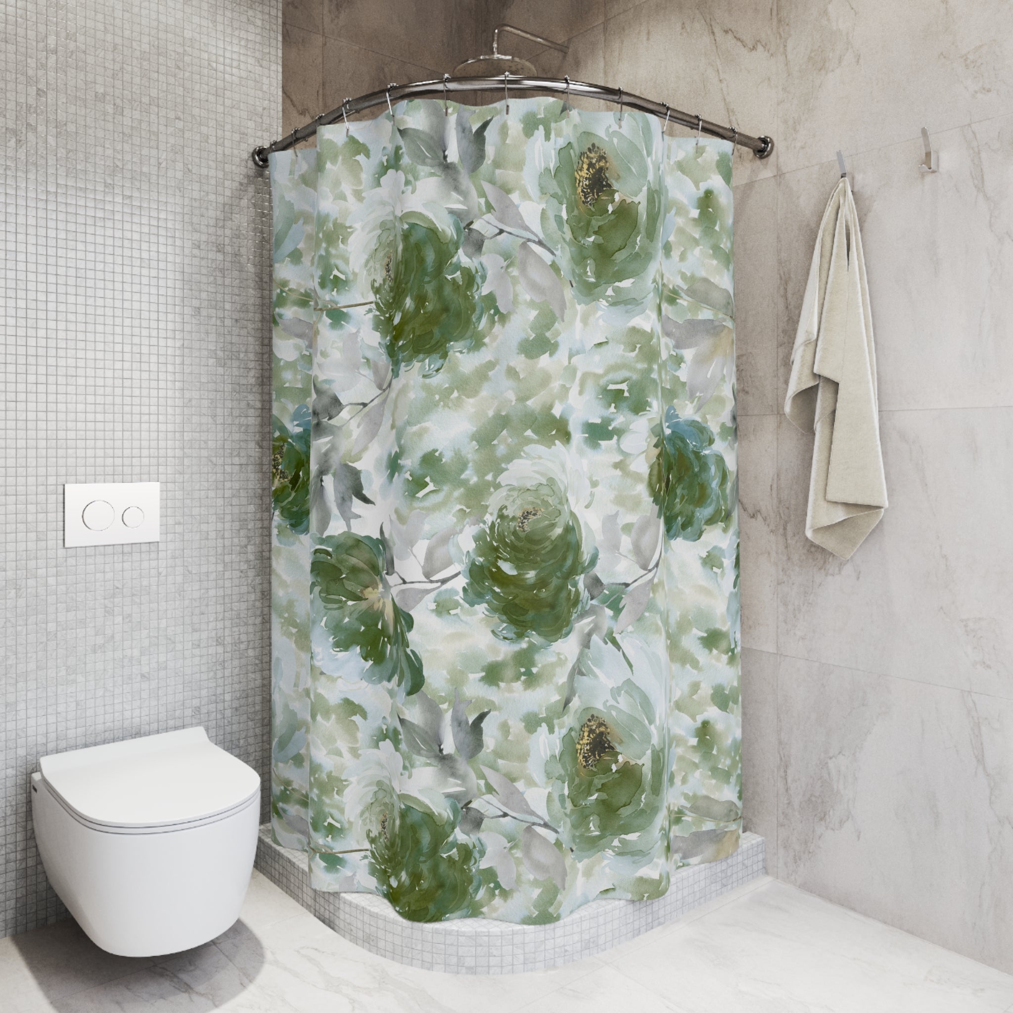 Floral Shower Curtain | Sage Green Bathroom Decor