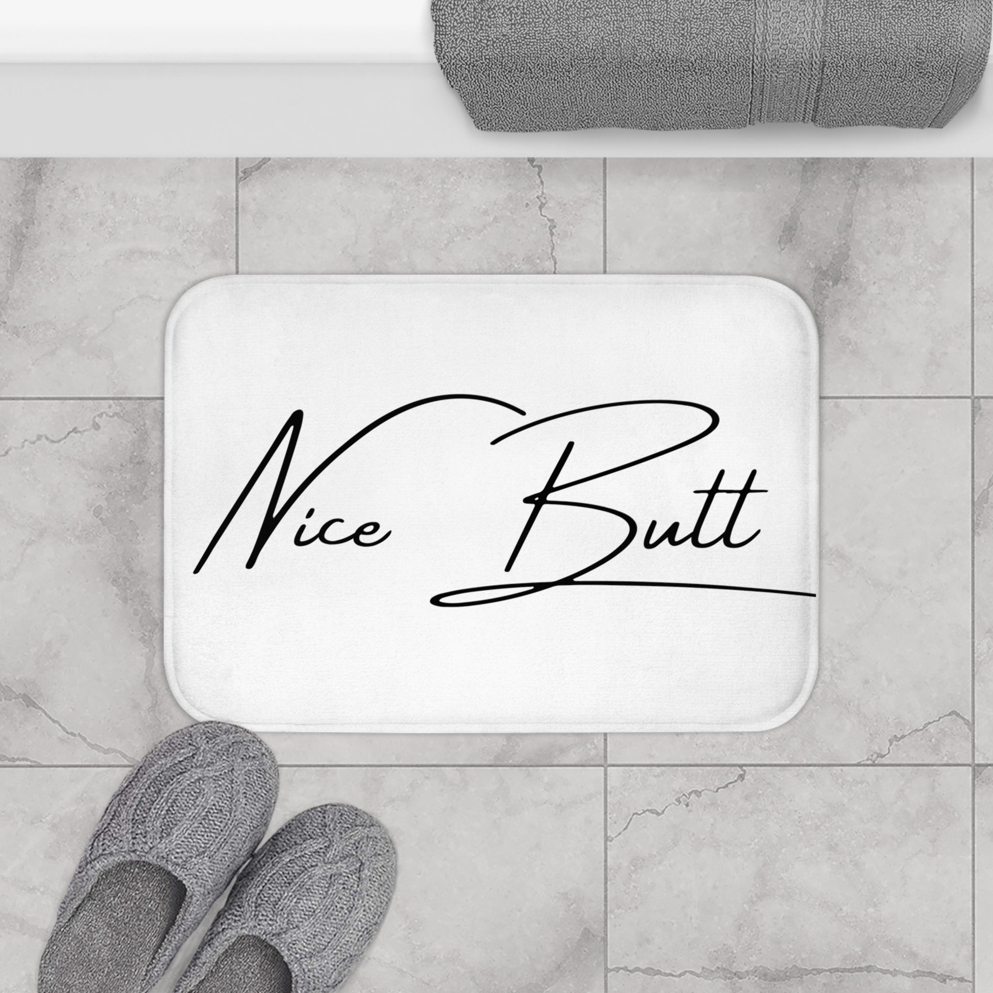Cute Bath Mat | Nice Butte, Cute White Black Bathroom Rug