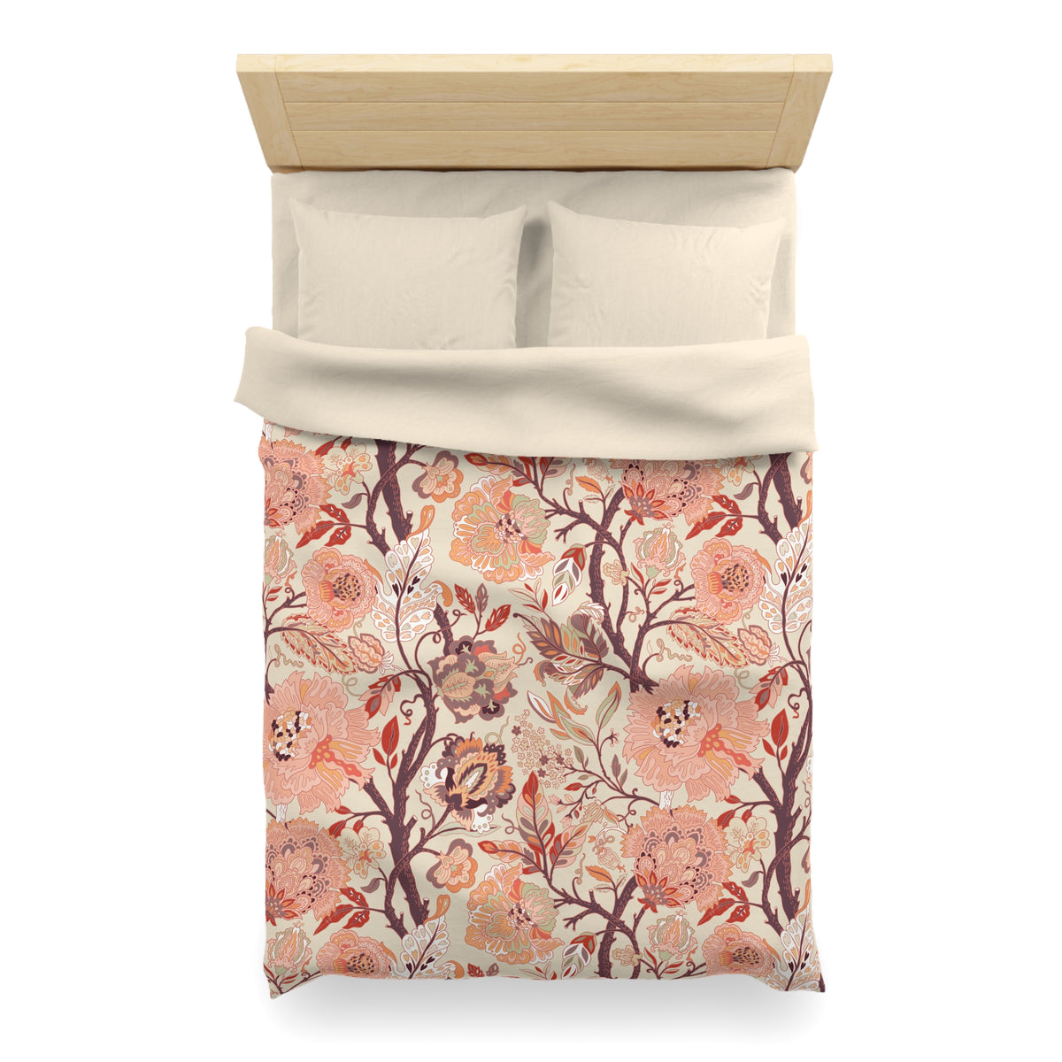 Jacobean Floral Duvet Cover | Peach Terracotta Plum Cream