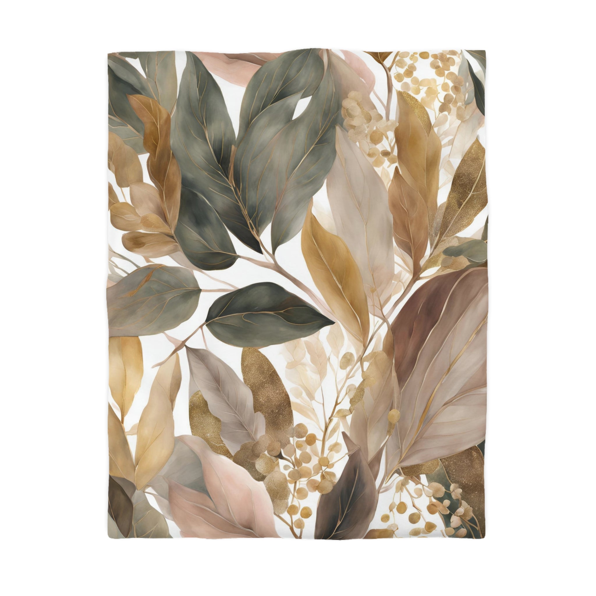 Floral Duvet, Pillow Cover | Beige Grey White Leaves Bedroom Decor