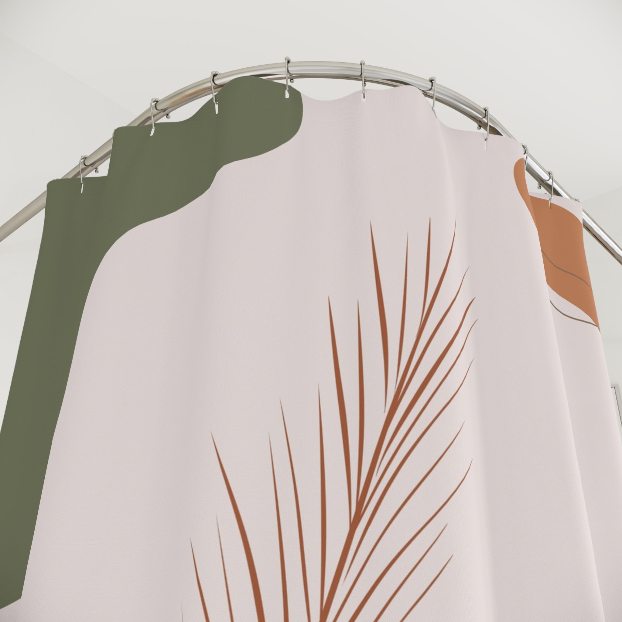 Boho Shower Curtain | Blush Pink, Yellow Brown Green Abstract