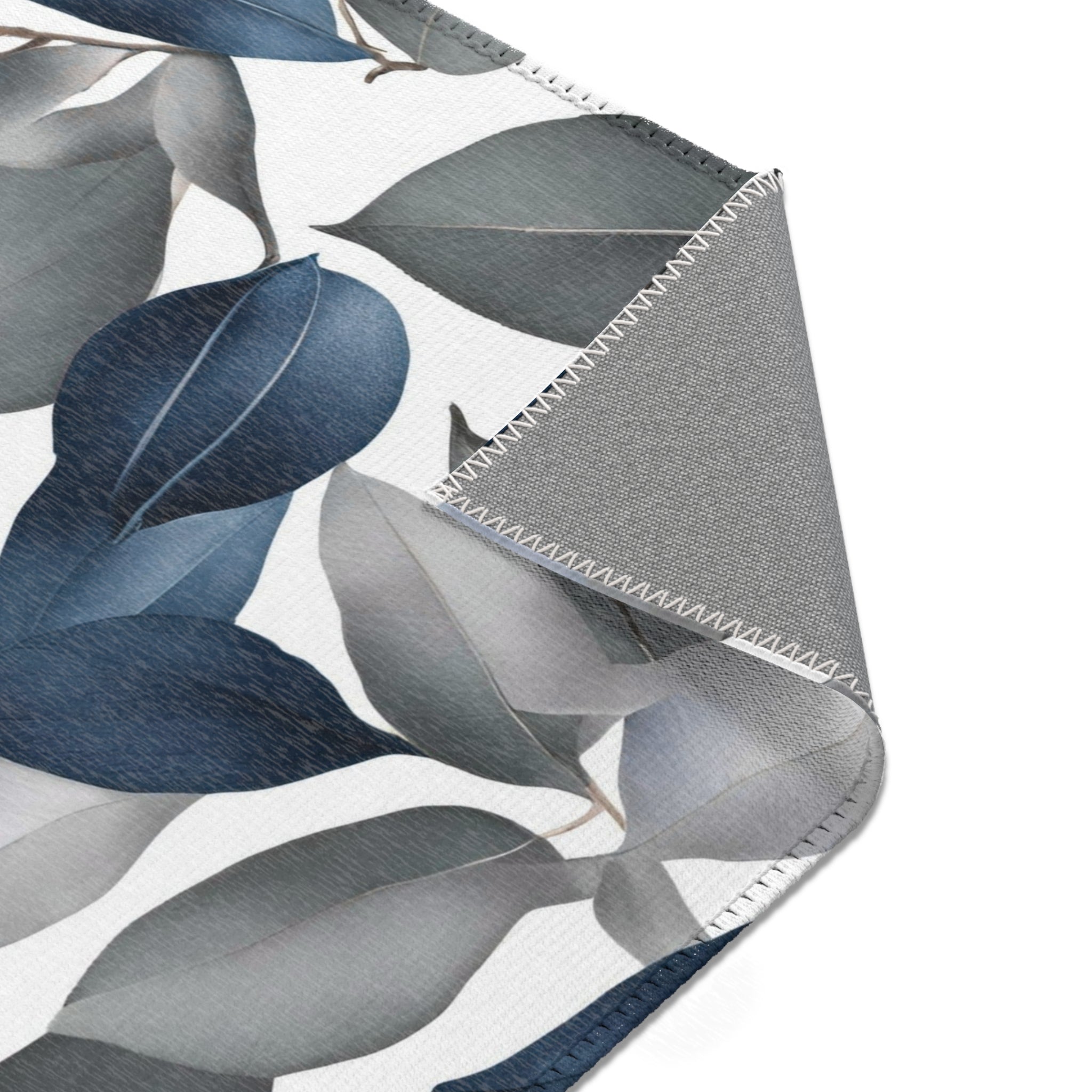 Abstract Leaves Area Rug | Blue Grey White