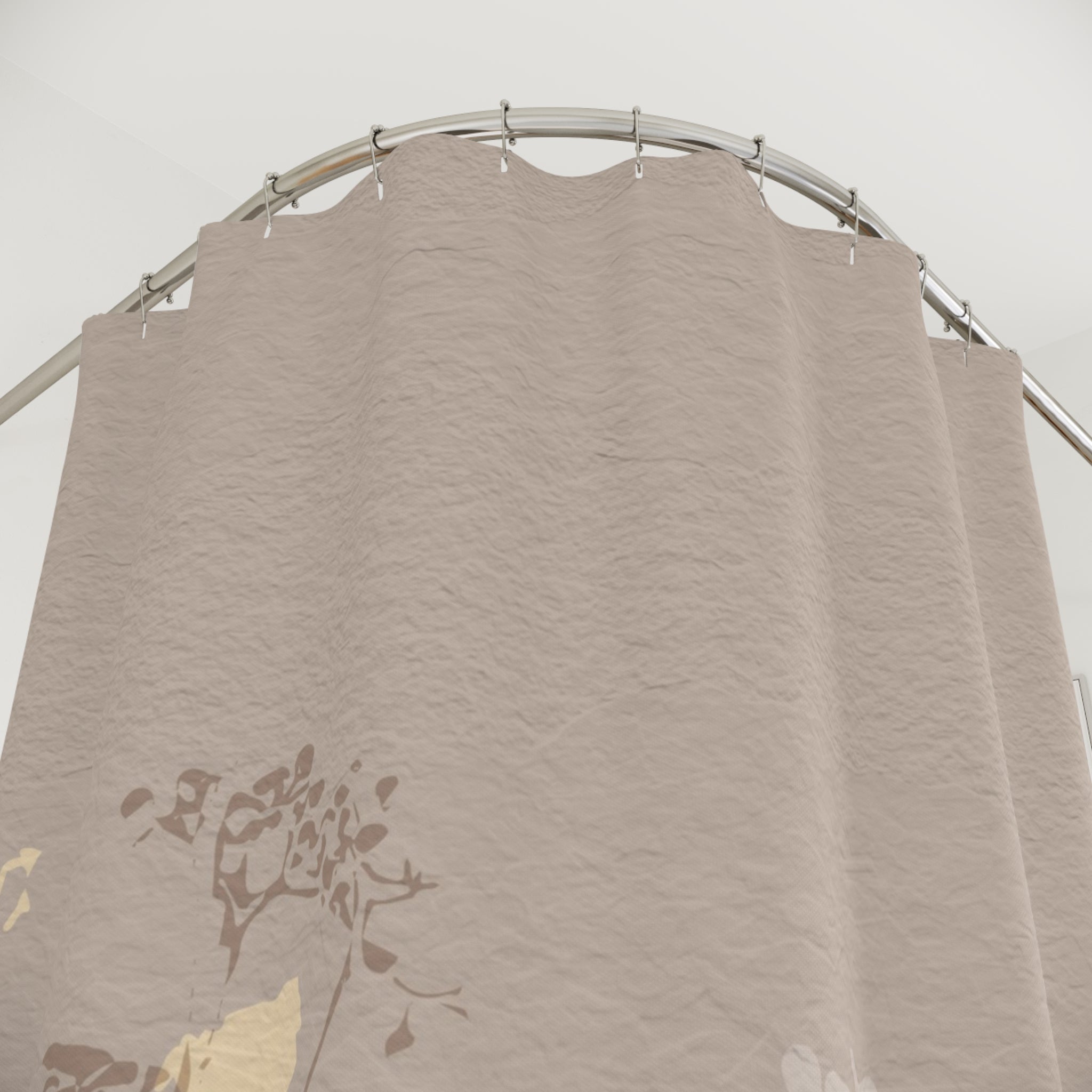 Boho Shower Curtain | Beige Brown, Taupe Floral