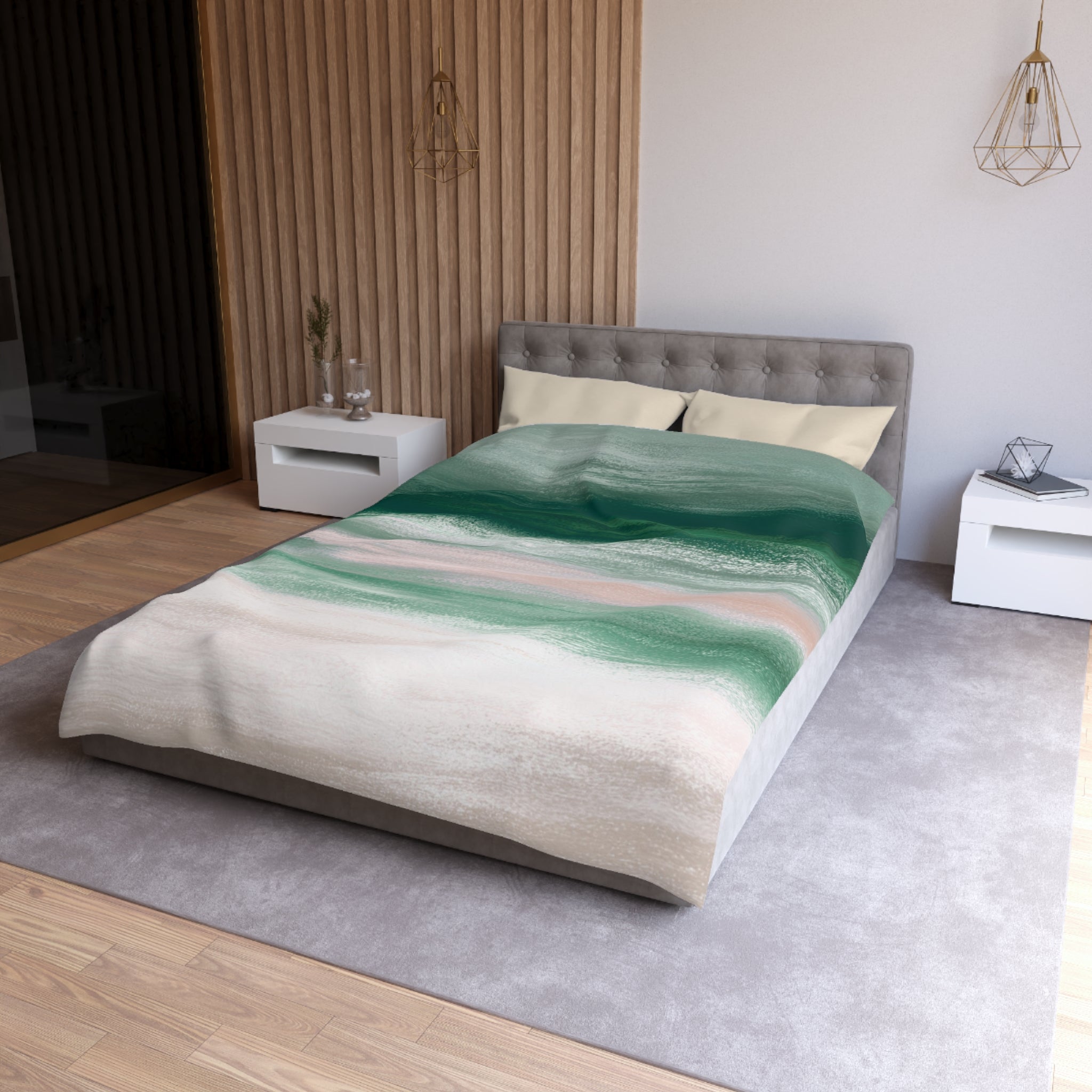 Ombre Duvet, Pillow Cover | Green Ivory Bedroom Decor