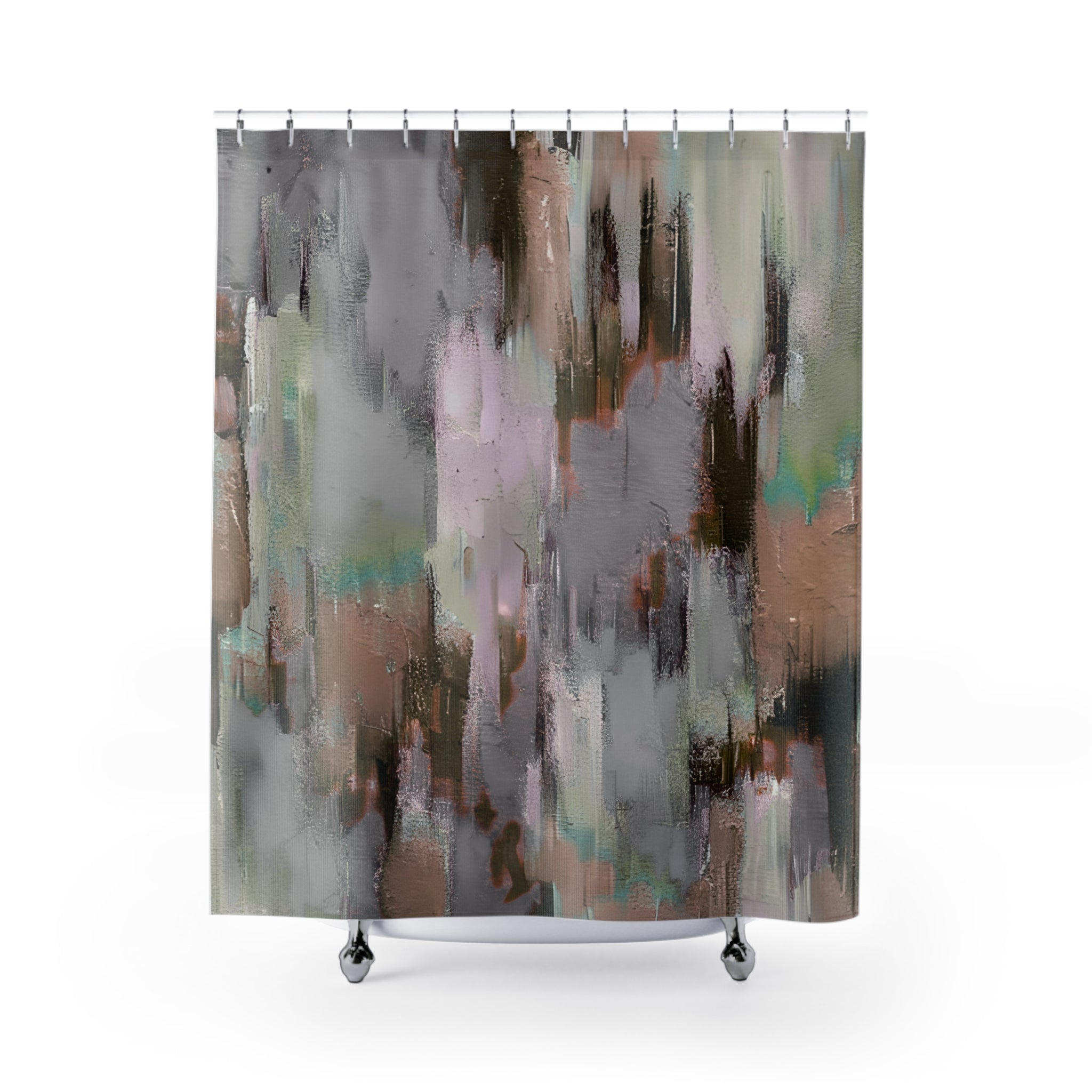 Abstract Shower Curtain | Earthy Neutral Fabric Curtain
