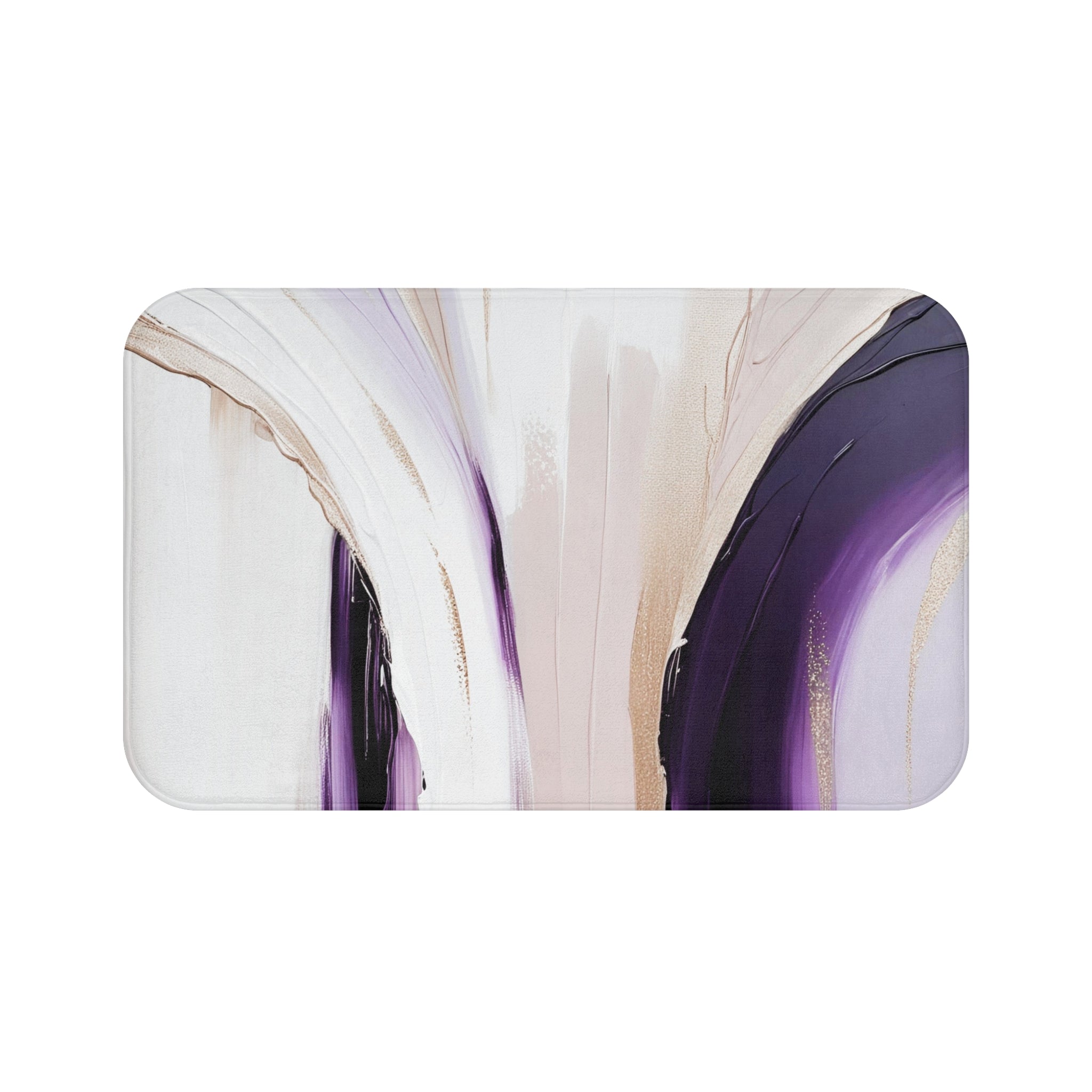 Boho Bath Mat | Purple Gold Beige White Abstract Kitchen Mat