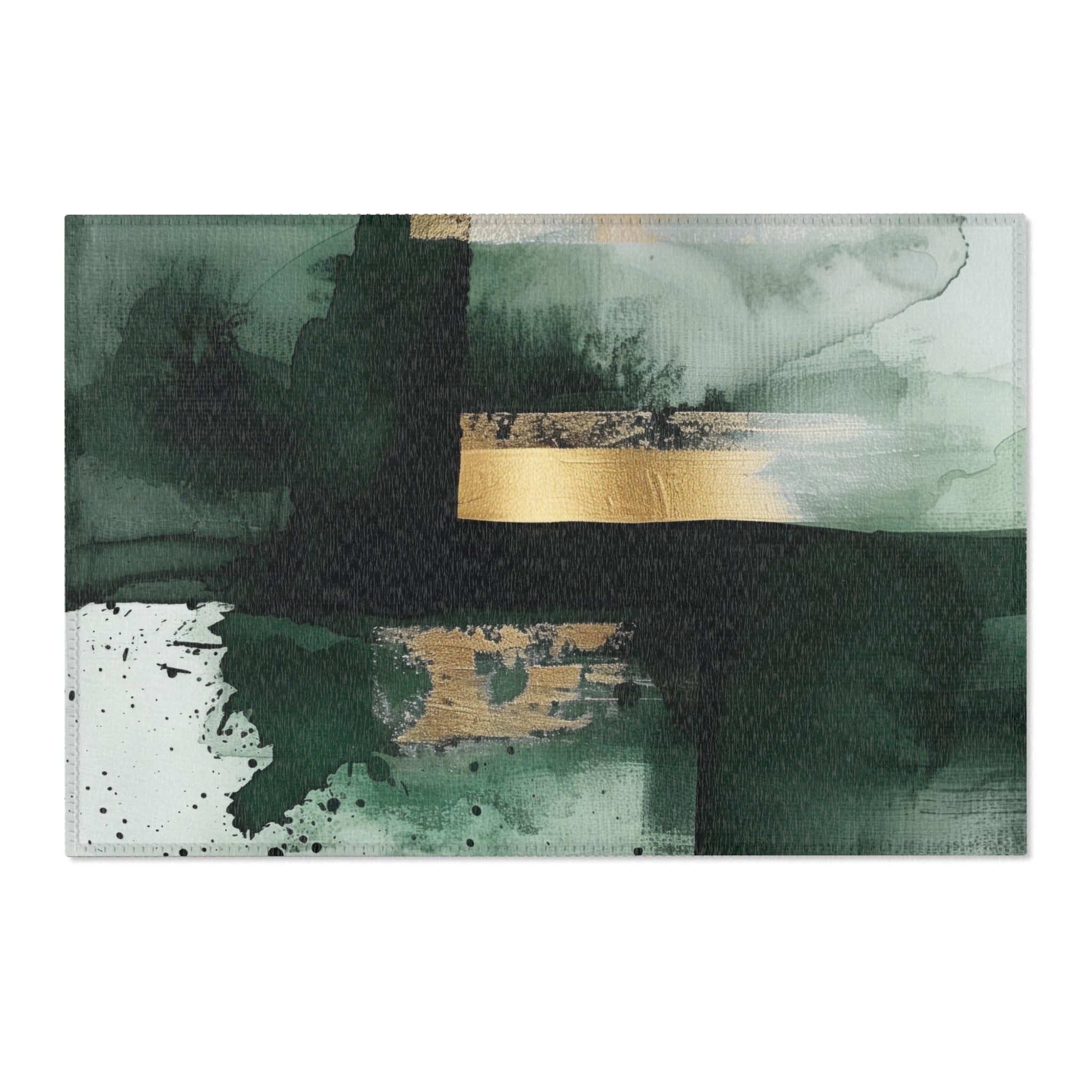 Abstract Large Area Rug | Modern Forest Sage Green Beige Watercolor Rug