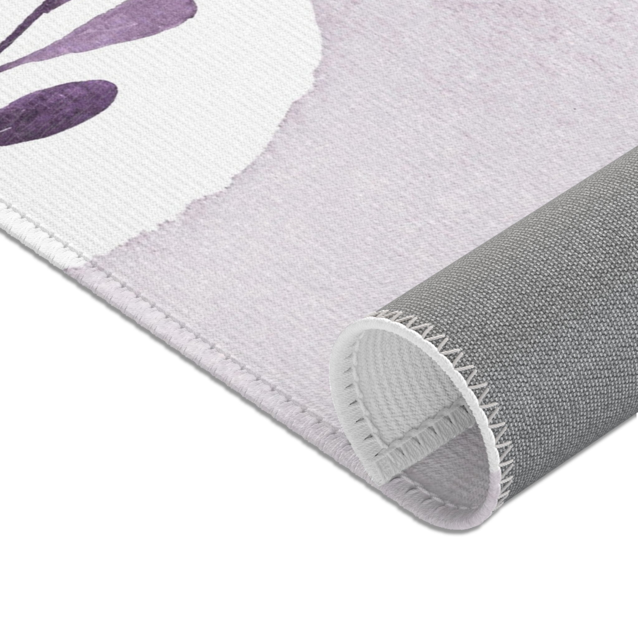 Abstract Large Area Rug | Modern Lavender Leaves Watercolor Rug