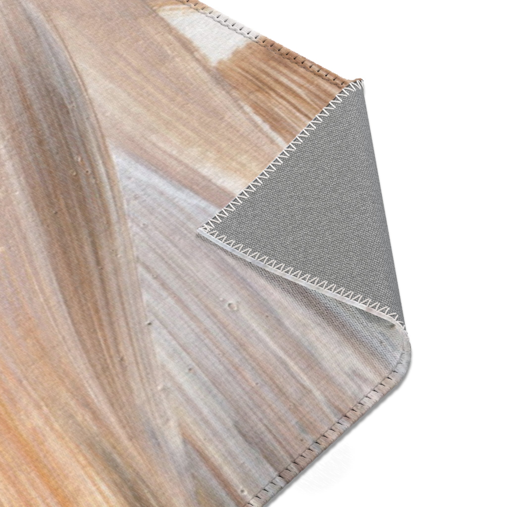 Abstract Area Rug | Acrylic Paint Pring, Taupe White Burnt Orange