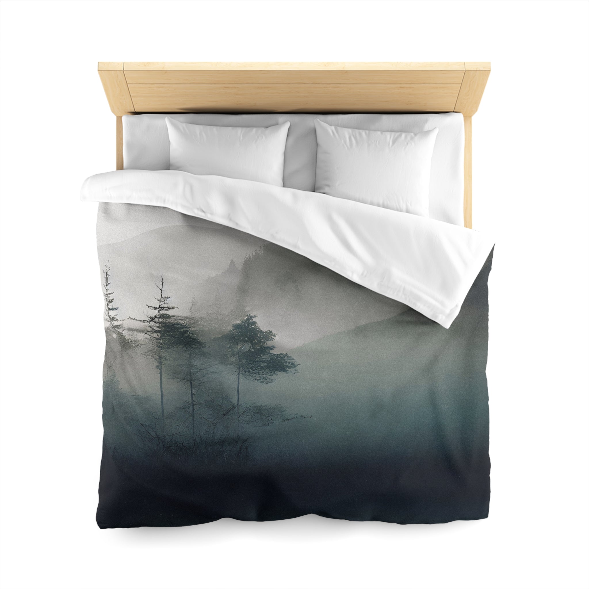 Rustic Abstract Duvet Cover | Dark Grey Forest Ombre | Bedroom Decor