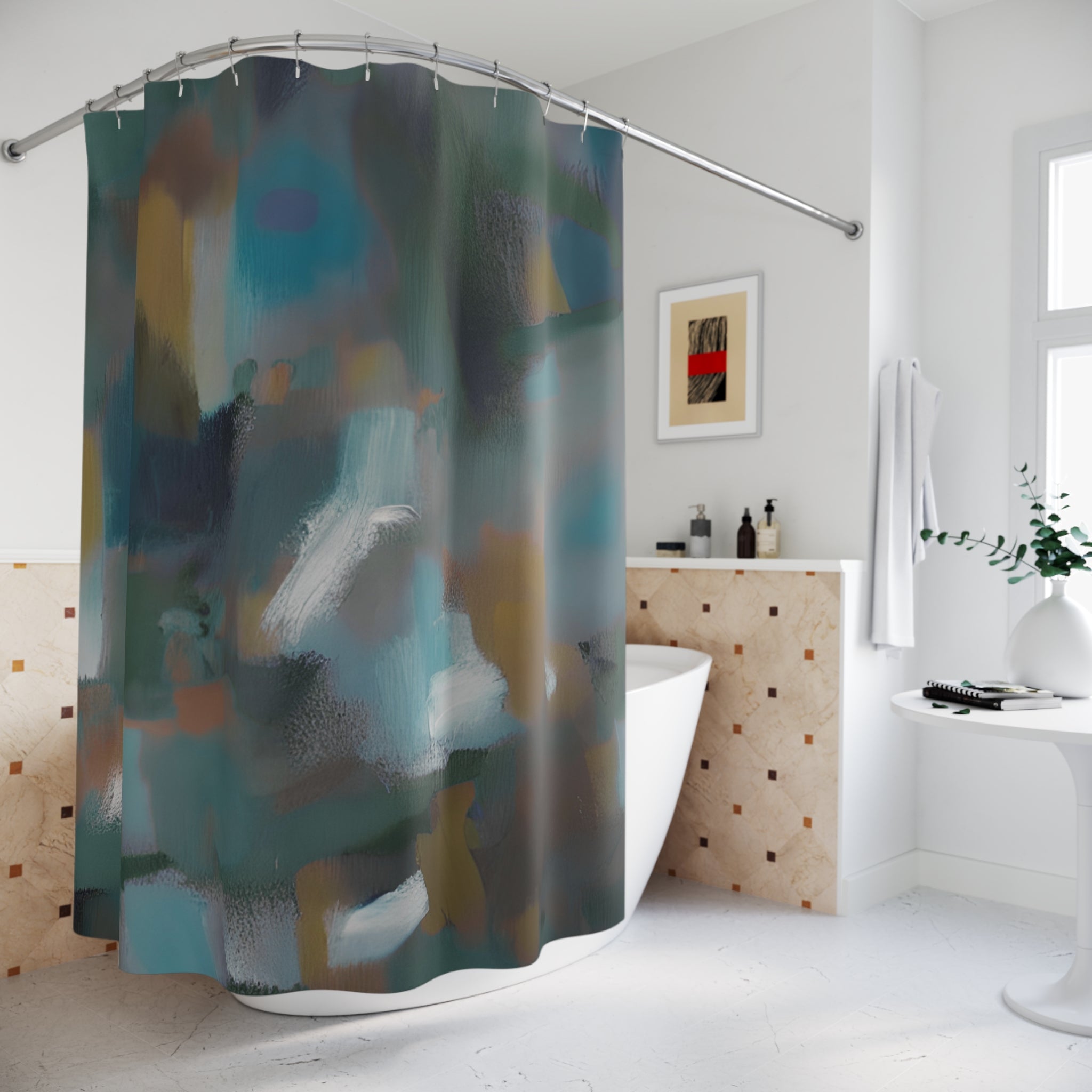Abstract Shower Curtain ; Dark Fall Autumn Bathroom Decor