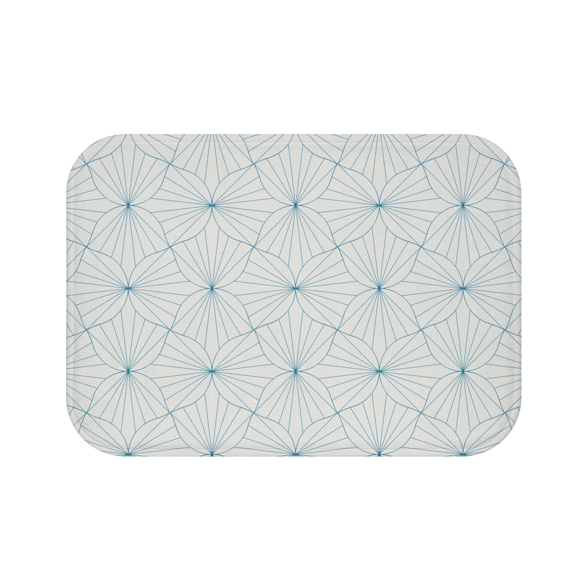 Boho Bath, Kitchen Mat | Art Deco Geometric Blue Grey