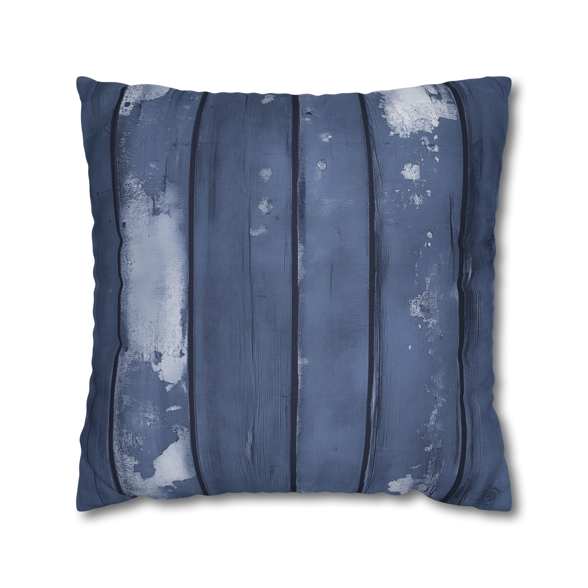 Rustic Wooden Throw Pillow Cover, Blue Modern Organic Decor Cushion