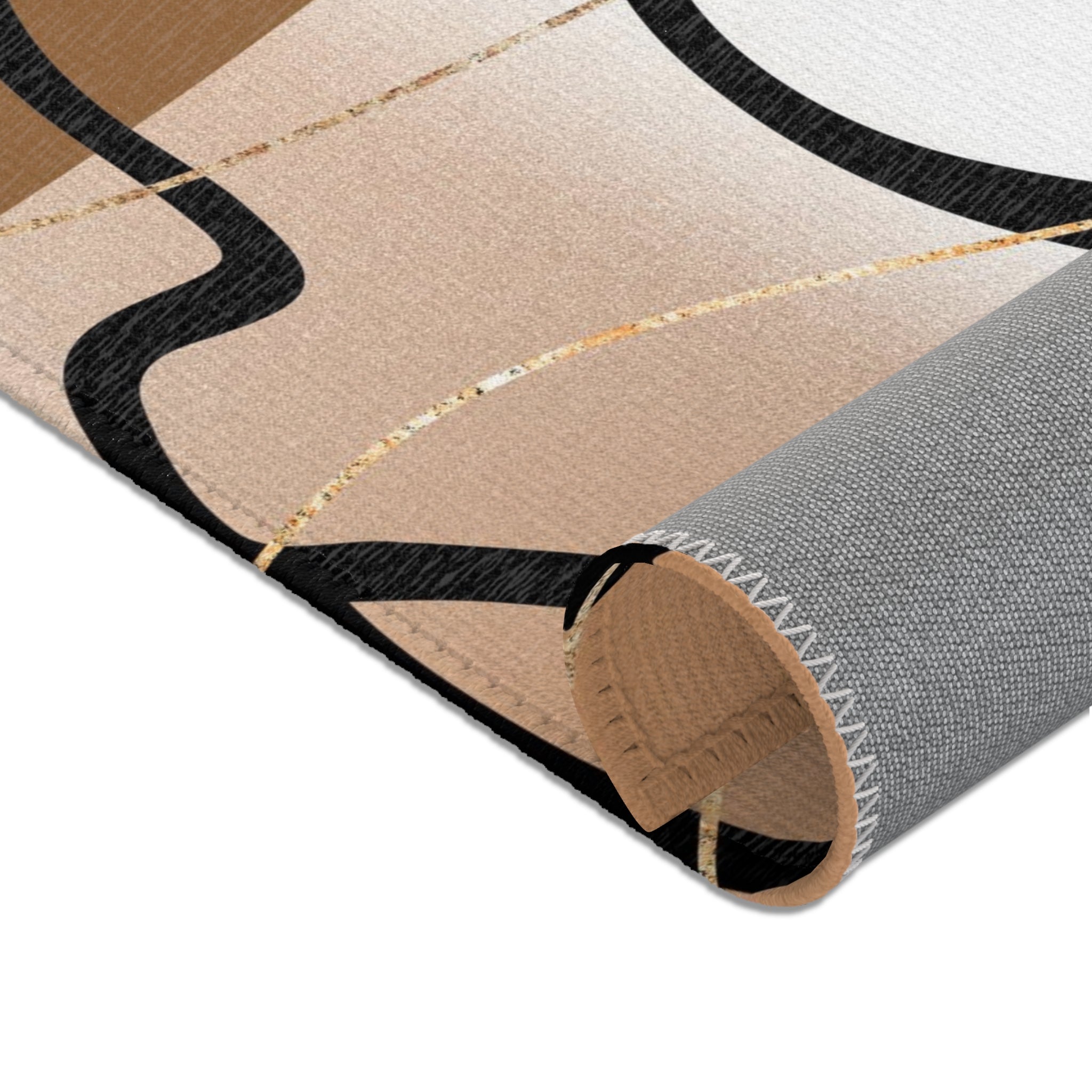 Abstract Area Rug | Beige Black