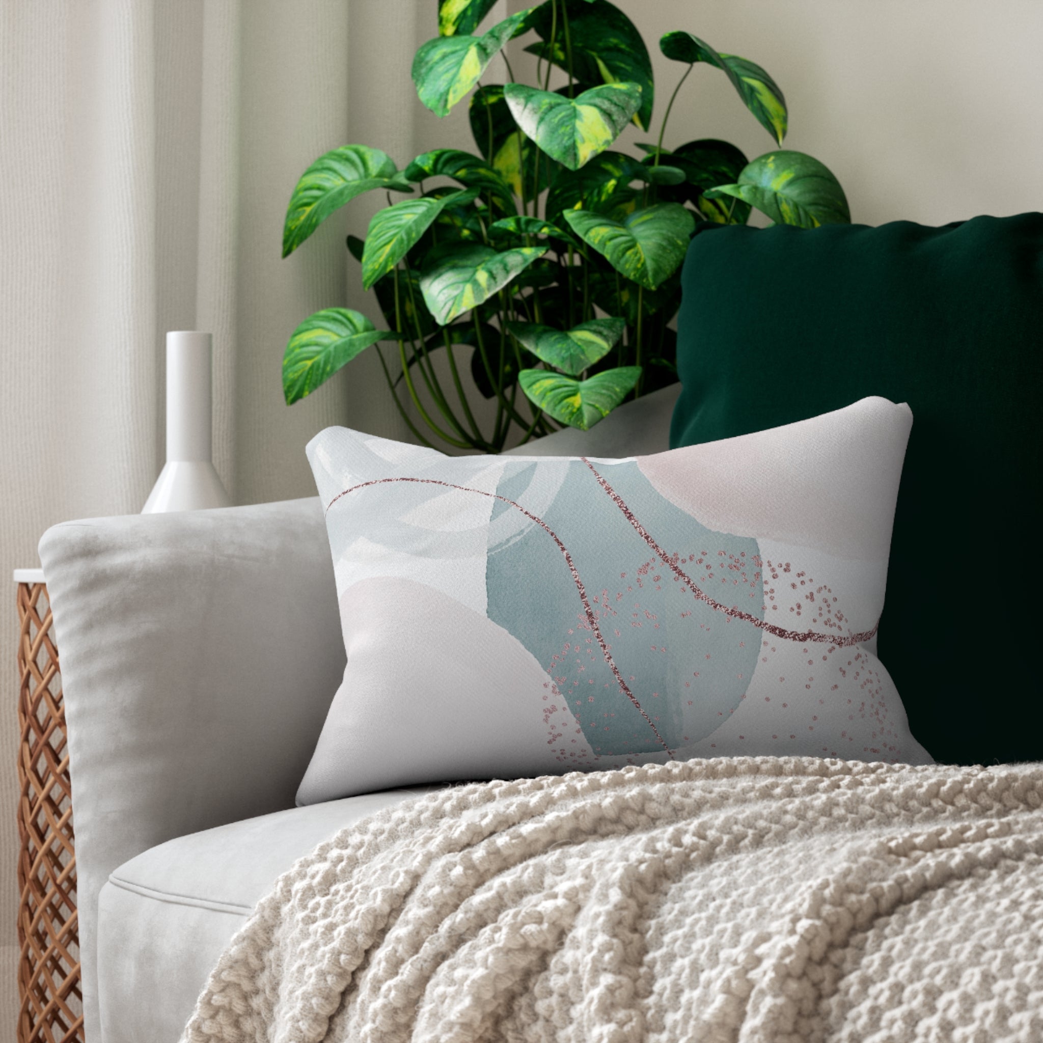 Lumbar Pillow | Pastel Blush Pink Blue White