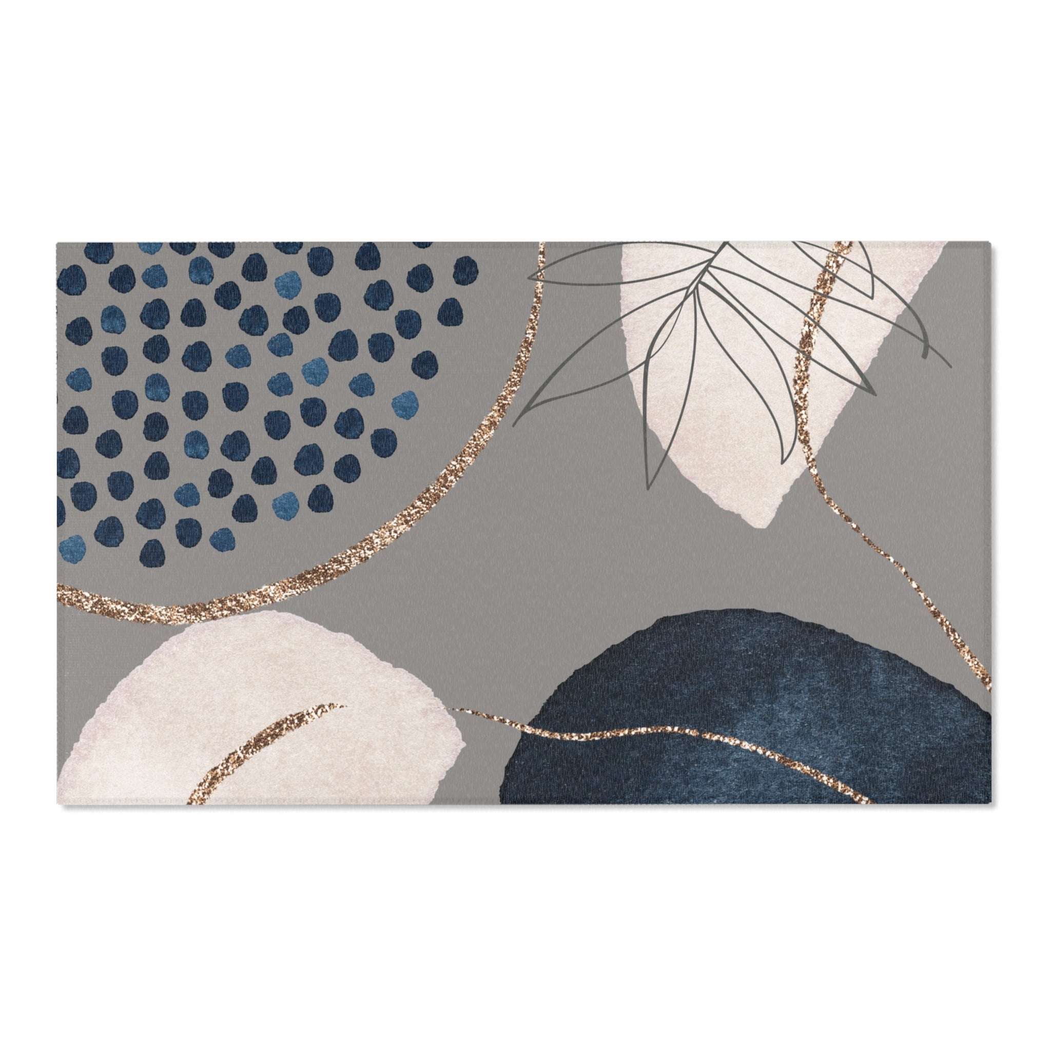 Area Rugs, Grey Navy Blue, Ivory Abstract Watercolor