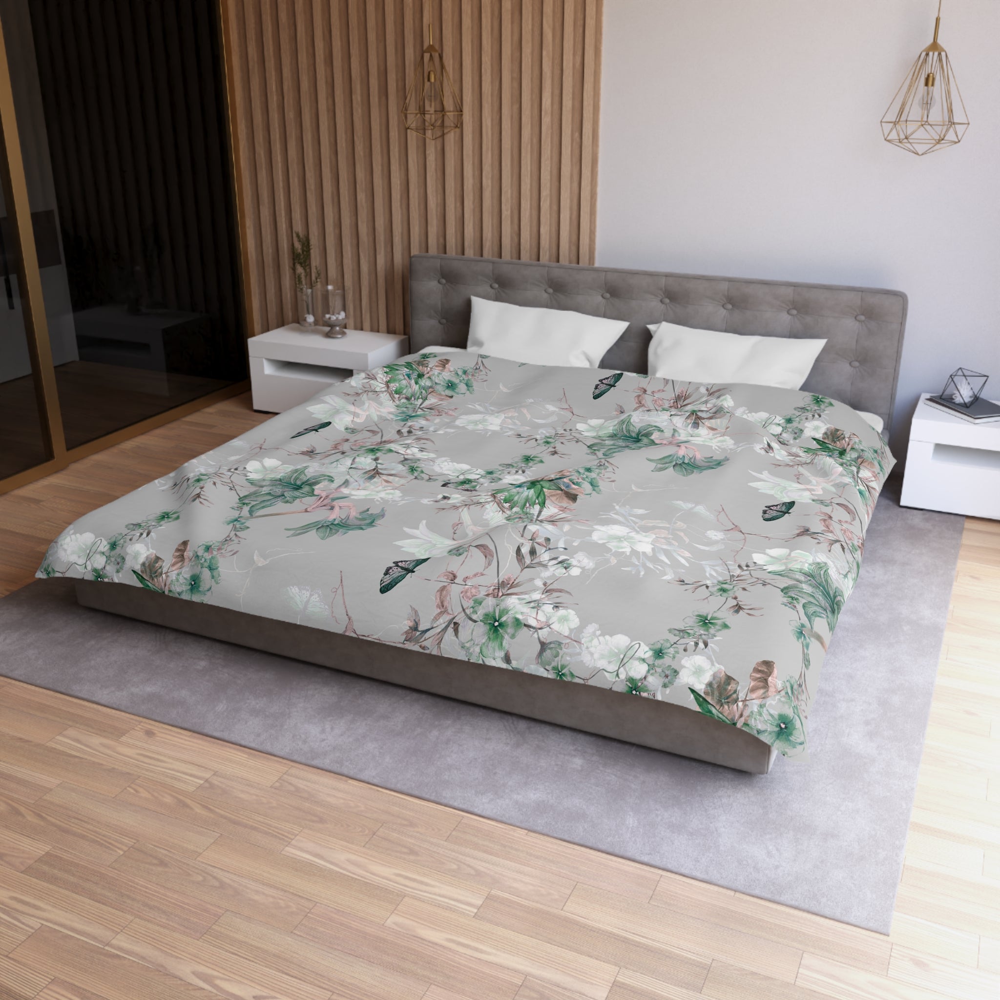 Floral Cotton Duvet, Pillow Cover | Nature Butterflies Bedroom Decor