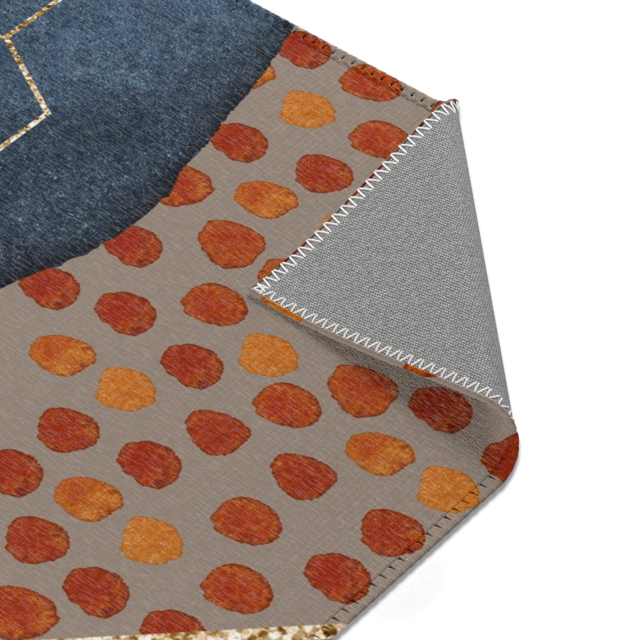 Abstract Area Rug | Watercolor Taupe Beige, Navy Blue Rust