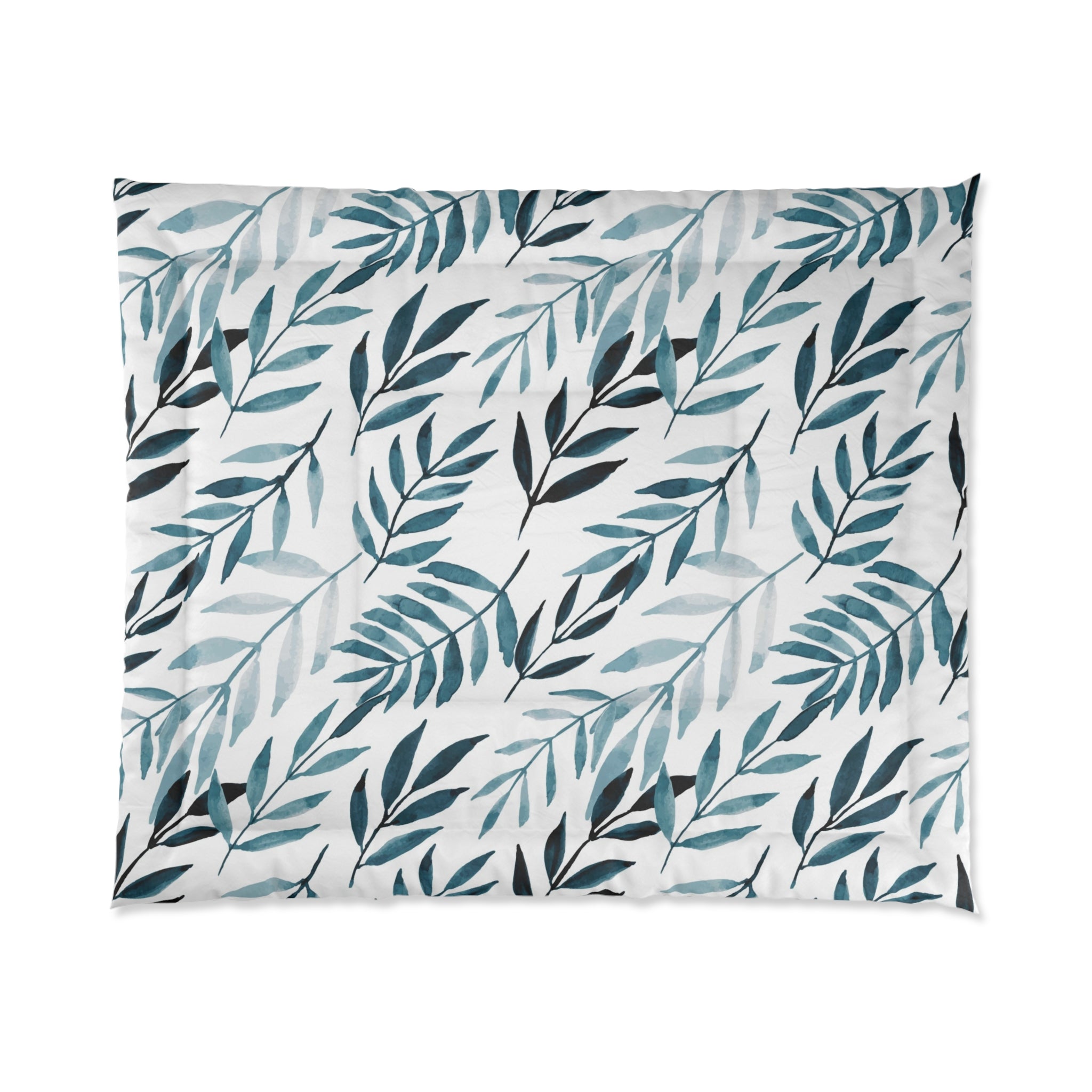 Bedding Comforter | Floral, Navy Denim Blue, White