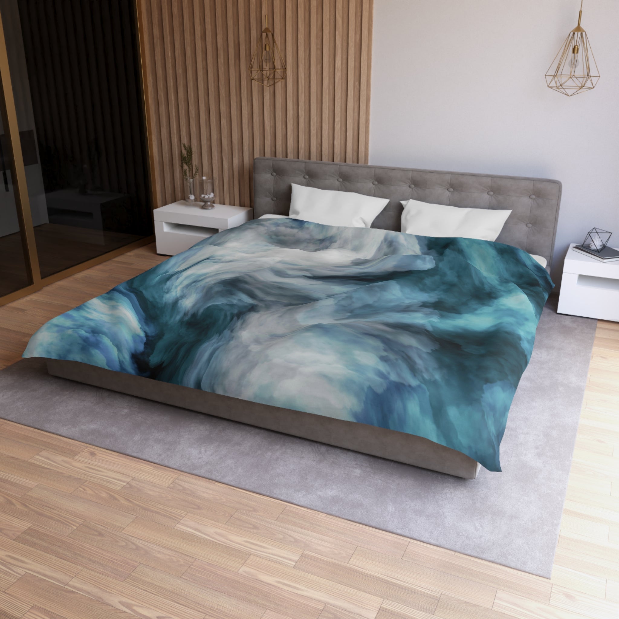 Abstract Duvet, Pillow Cover | Blue Grey Bedroom Decor