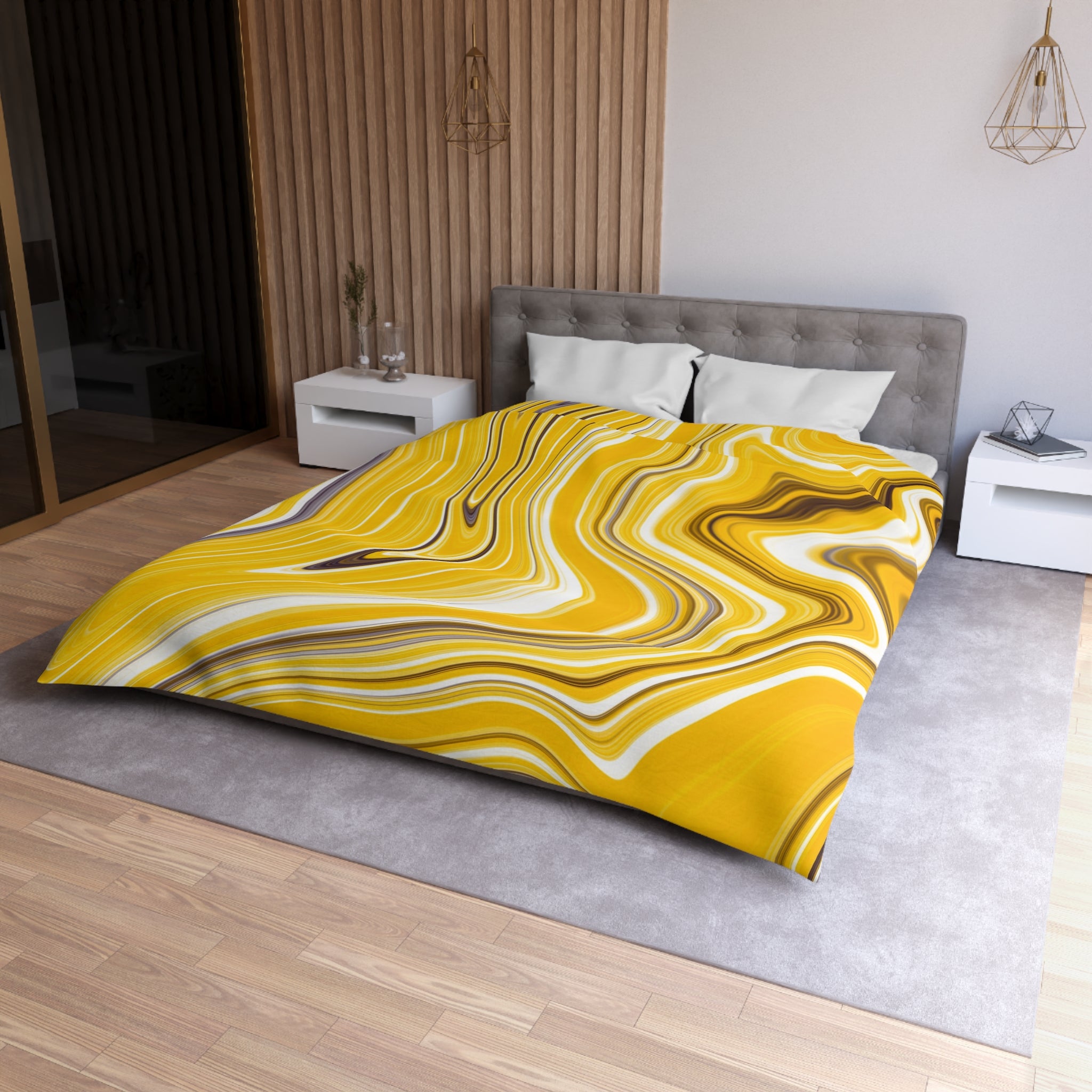 Yellow Duvet Cover | Colorful Agate Marble | Bedroom Decor