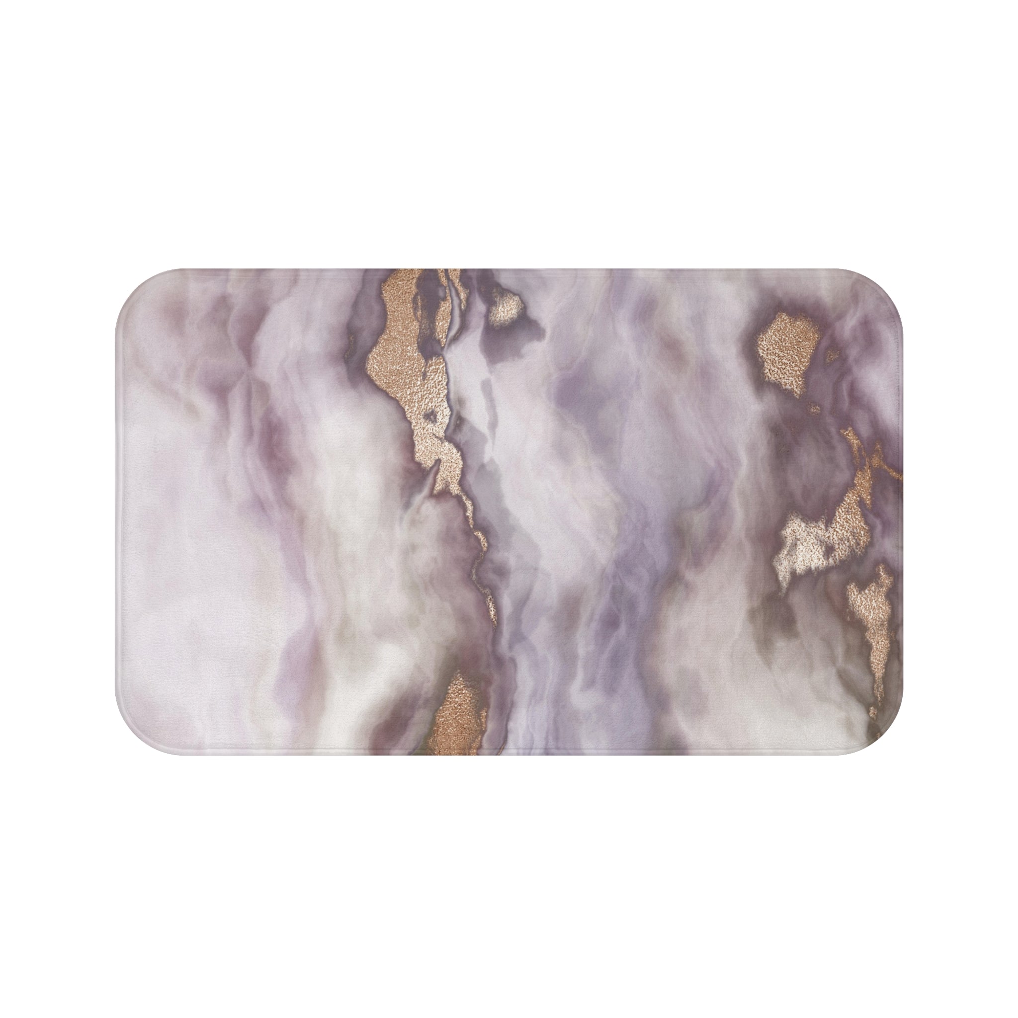 Abstract Bath Mat | Lavender, Muted Gold Marble Print