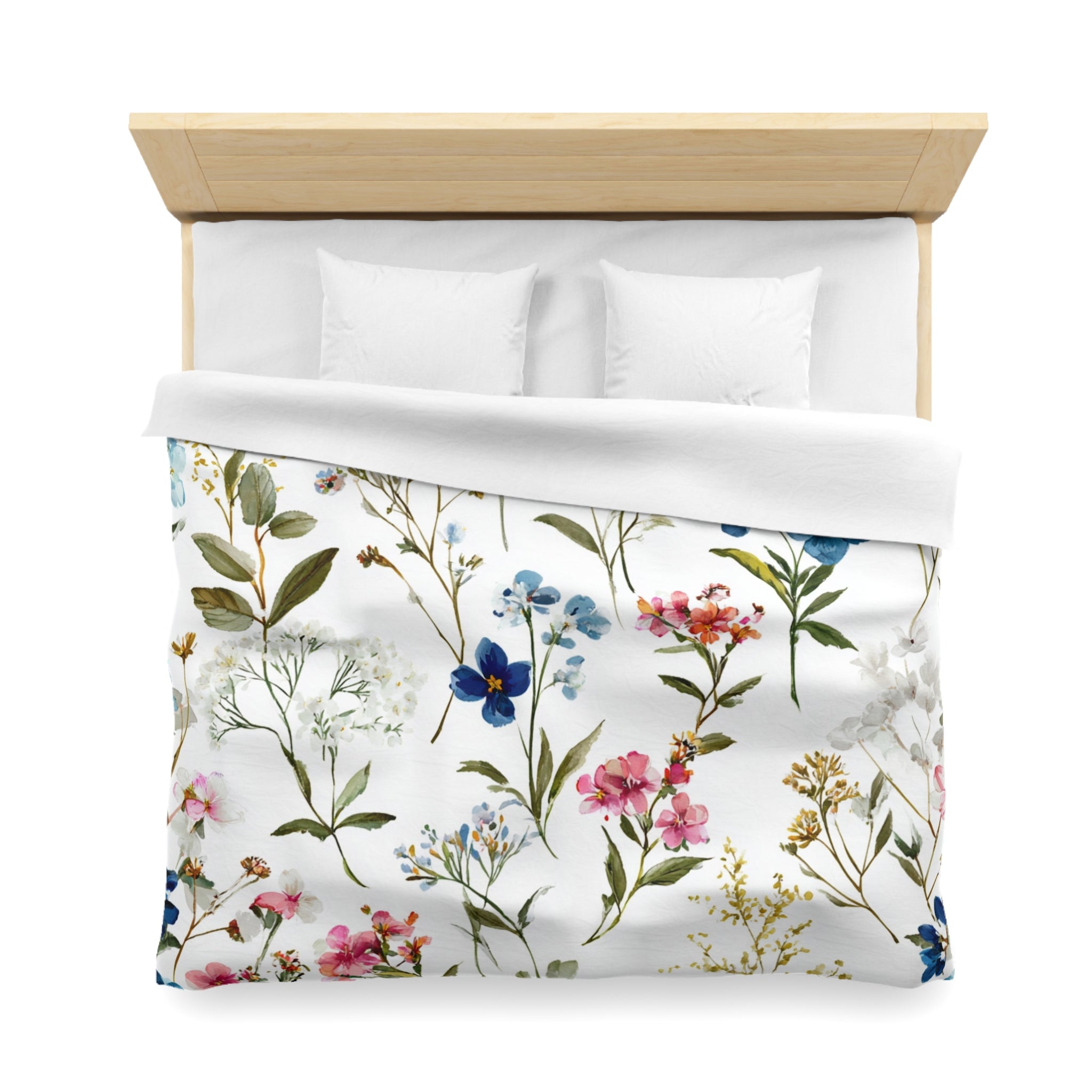 Floral Modern Duvet, Pillow Cover | White Green Bedroom Decor