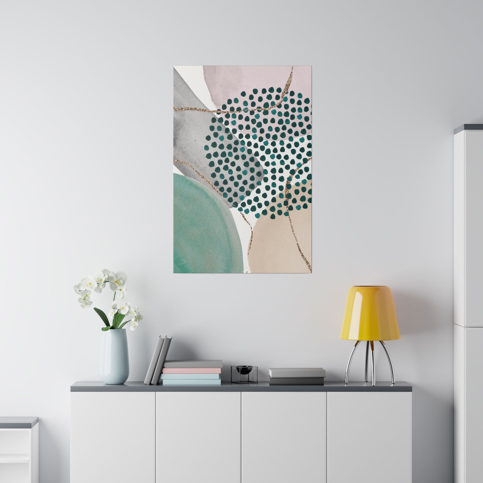 Abstract Artwork | Canvas Wall Art | Pastel Green Blue Beige