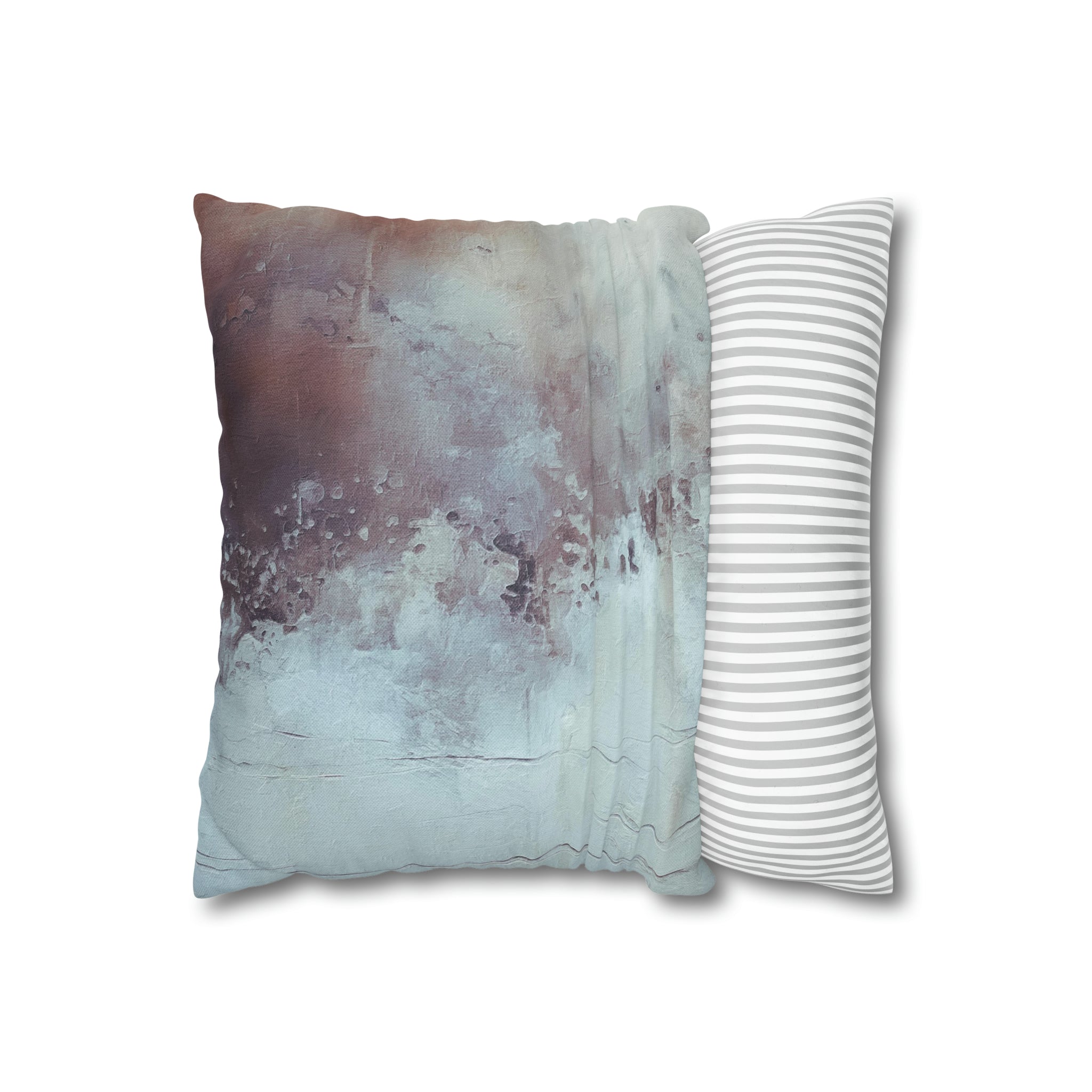 Rustic Pillow Cover | Pale Blue, Brown Ombre