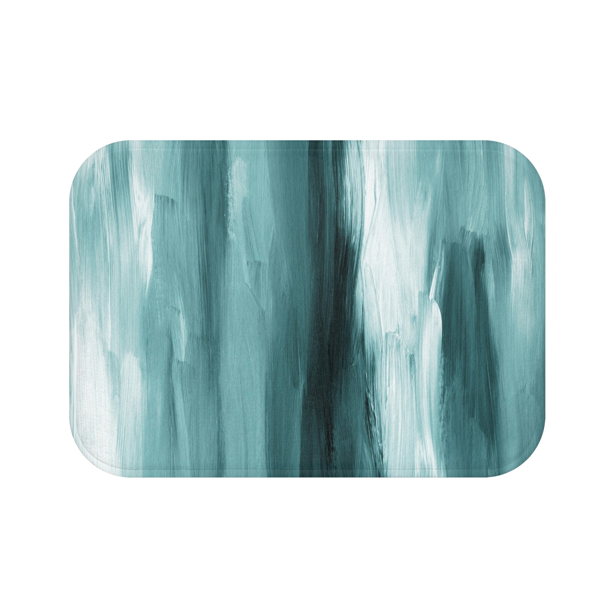 Abstract Bath Mat | Teal Green White Ombre Kitchen Mat