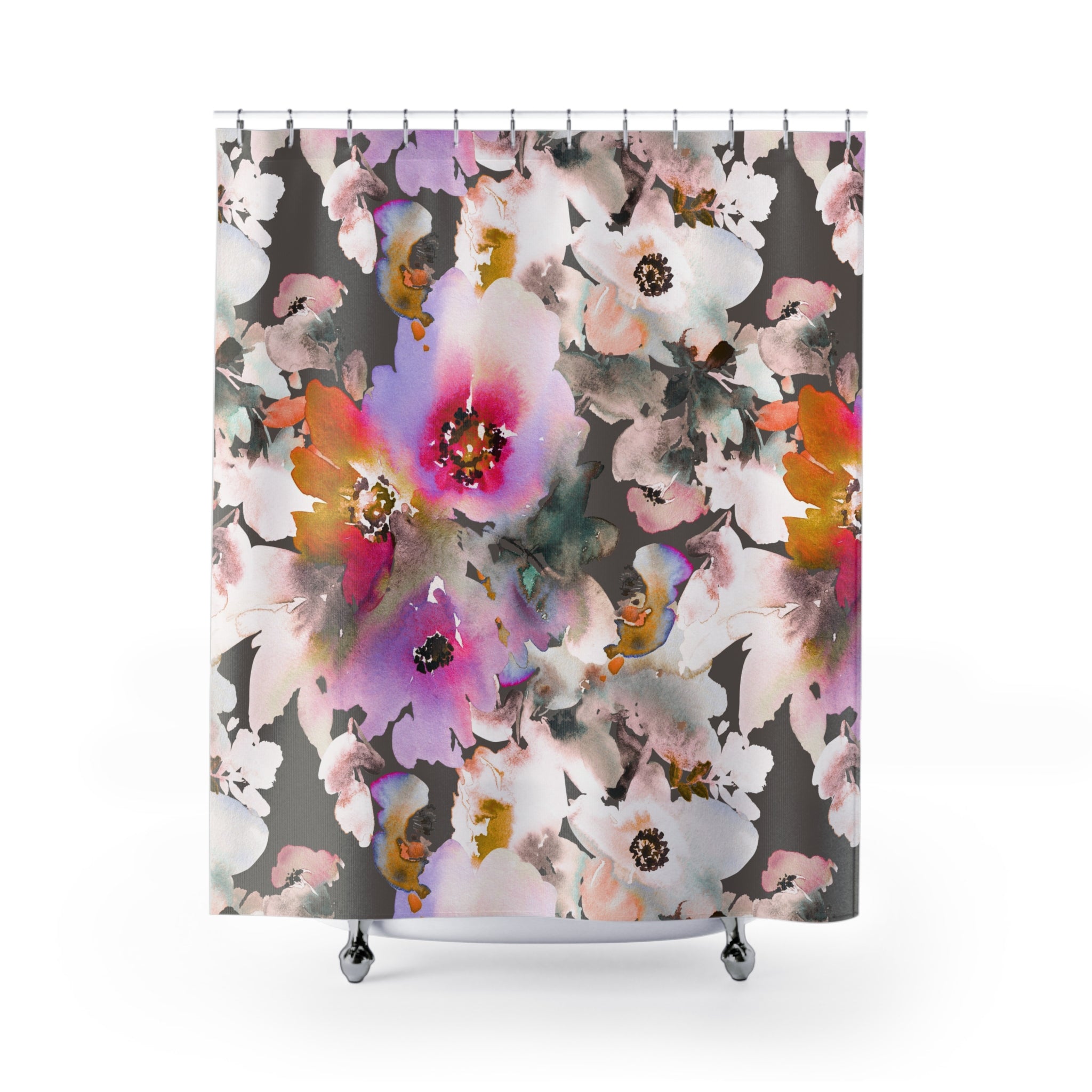 Floral Shower Curtain | White Pink Bathroom Decor