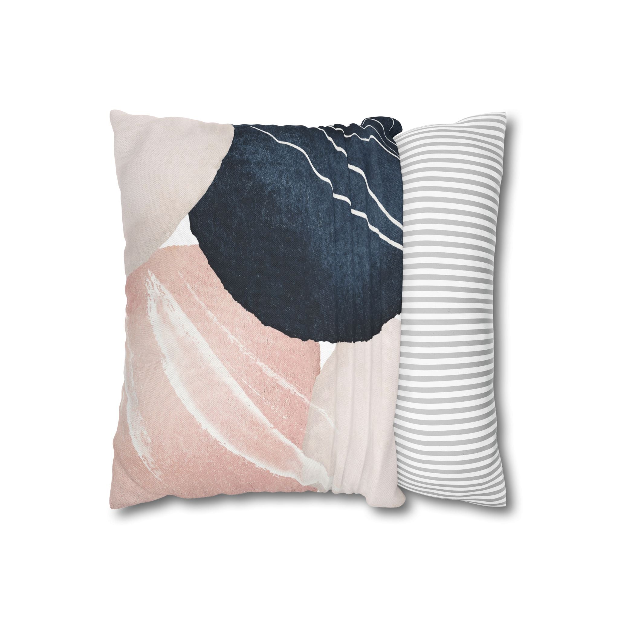 Abstract Pillow Cover | Blush Pink Navy Blue Watercolor Pillowcase