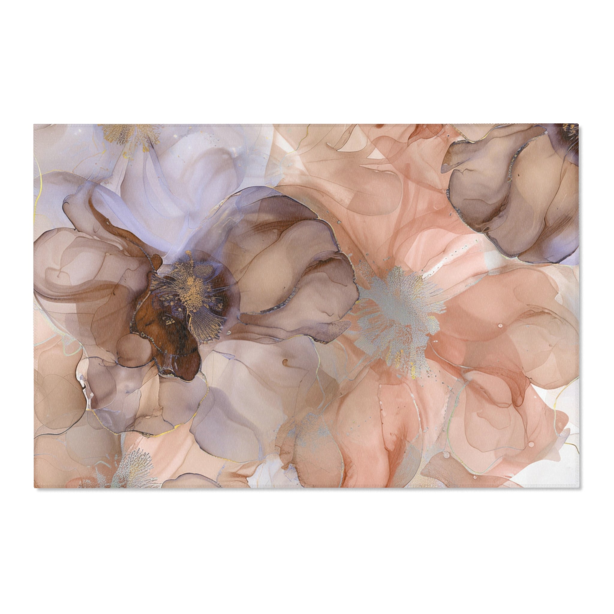 Abstract Floral Area Rug | Peach Brown Beige Watercolor