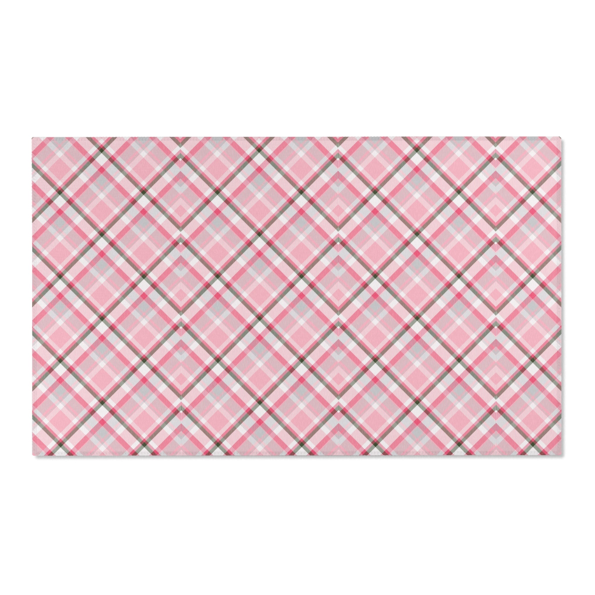 Plaid Retro Large Area Rug | Pink White Grey