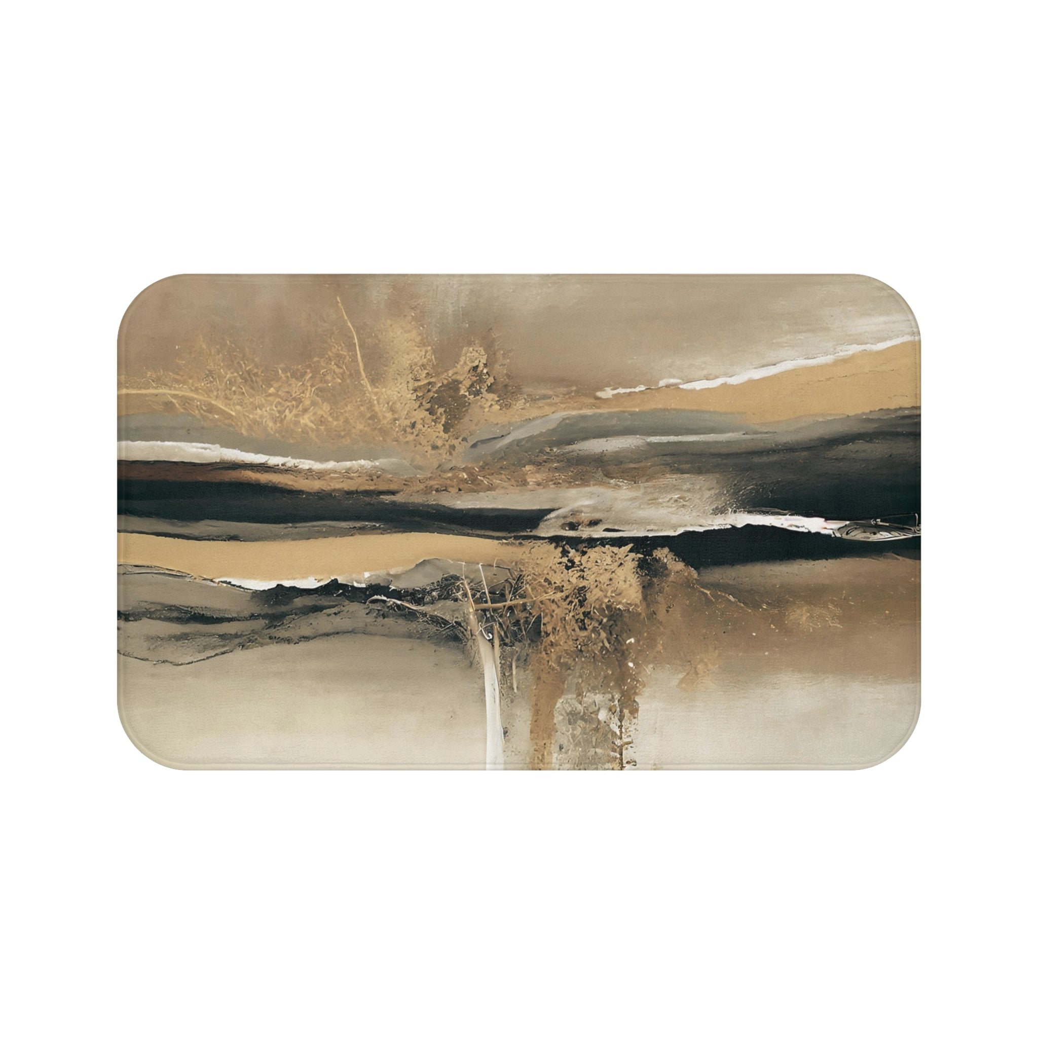 Abstract Bath, Kitchen Mat | Modern Ombre, Blue Beige, Grey