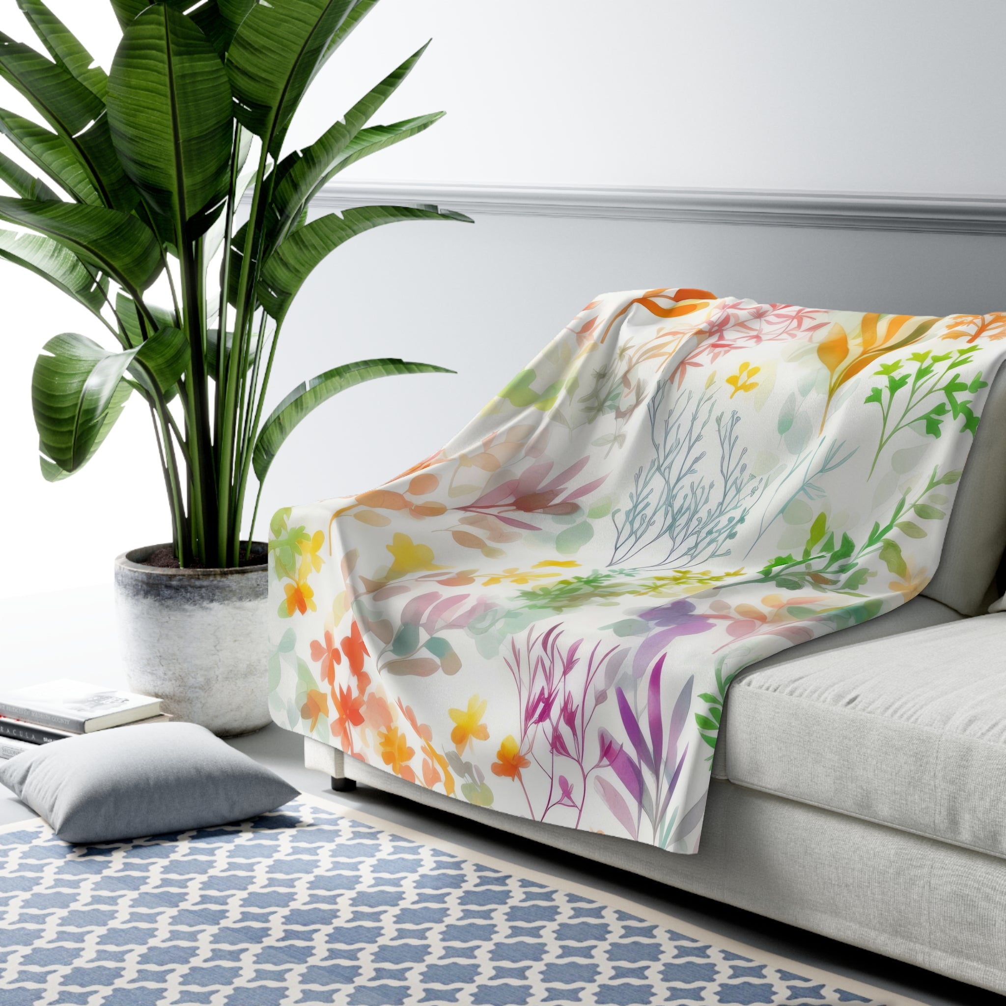 Colorful Floral Throw Blanket | Wildfloral Leaves