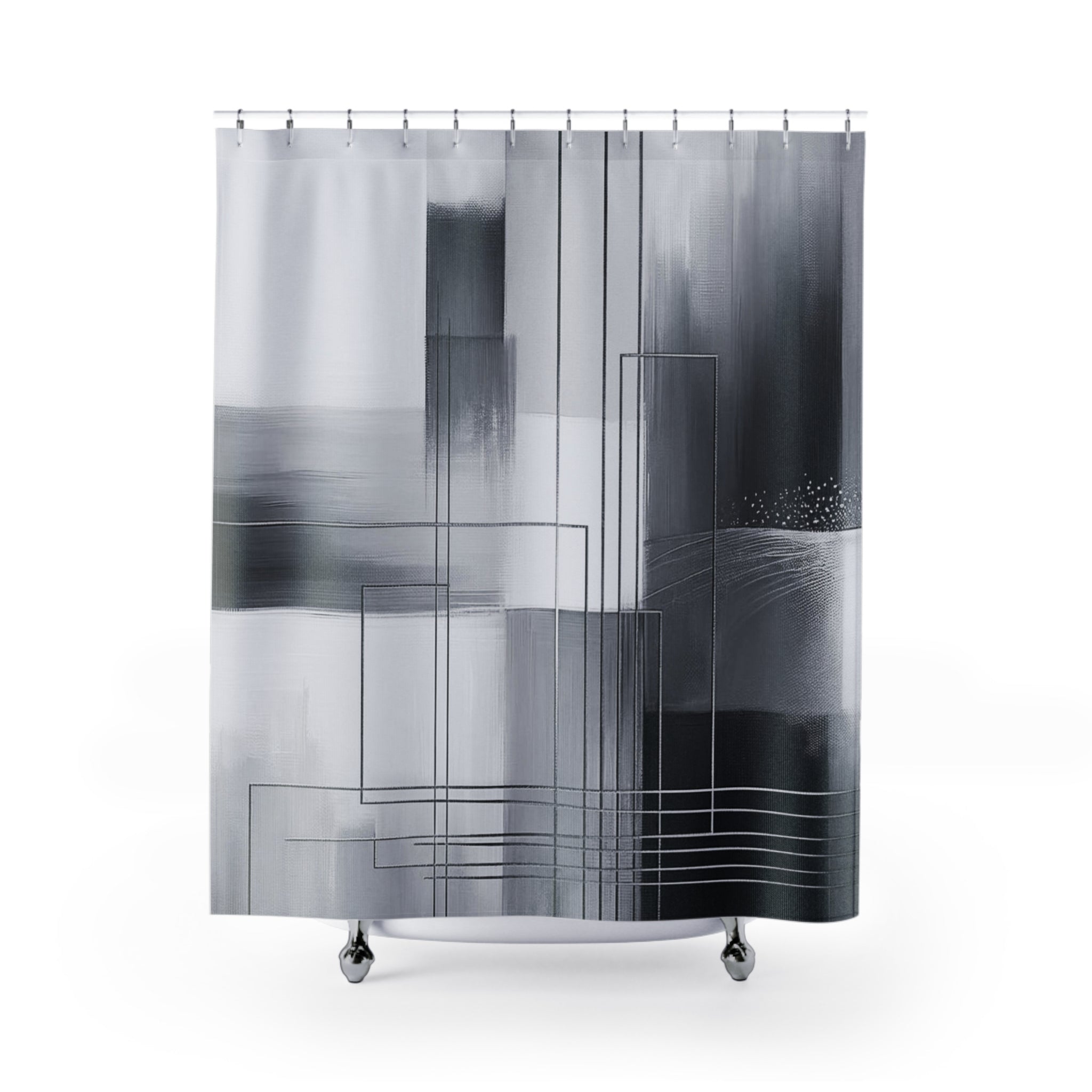 Black White Shower Curtain | Grey Minimalist Ombre Watercolor