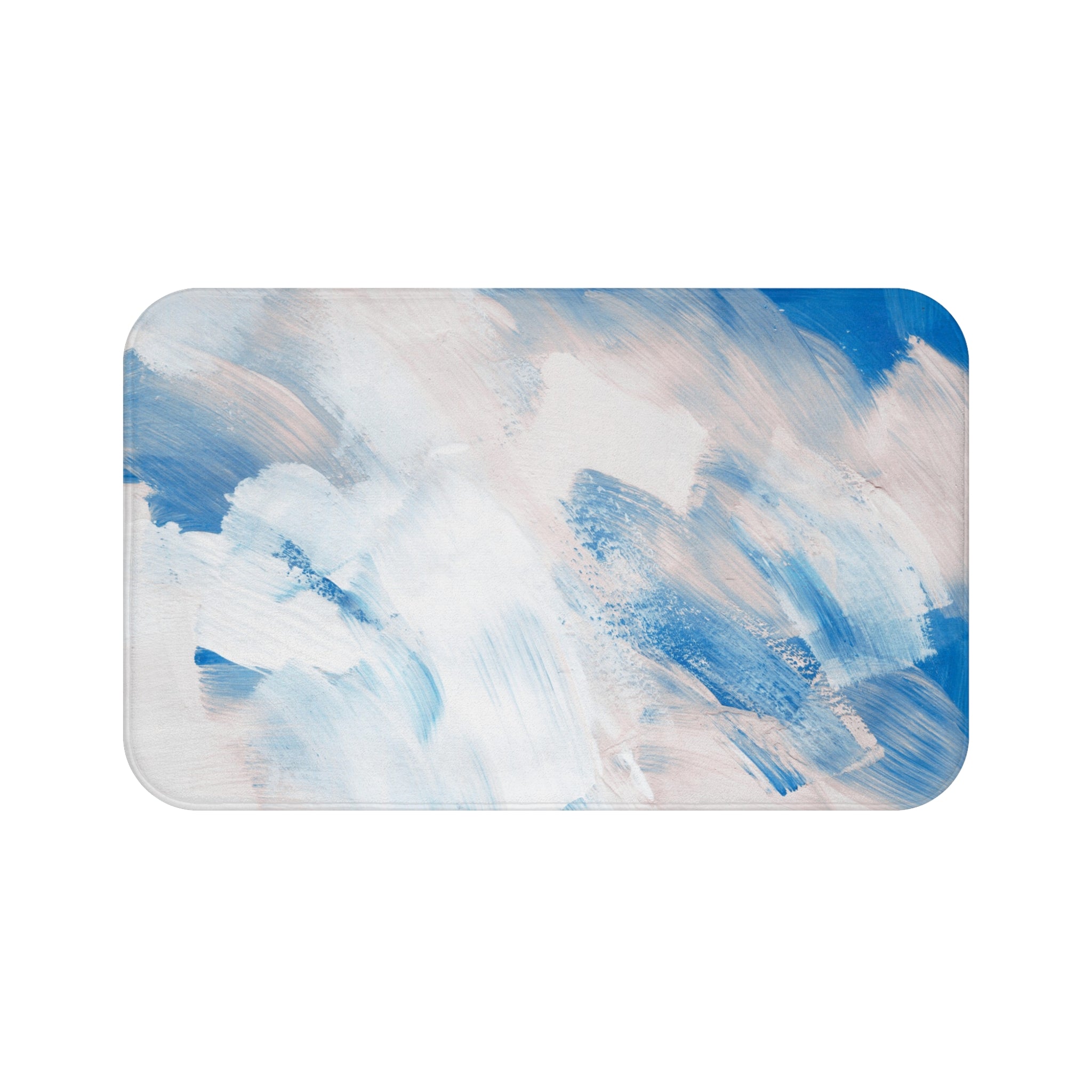 Abstract Bath Mat | Sky Ocean Blue Blush White Kitchen Mat