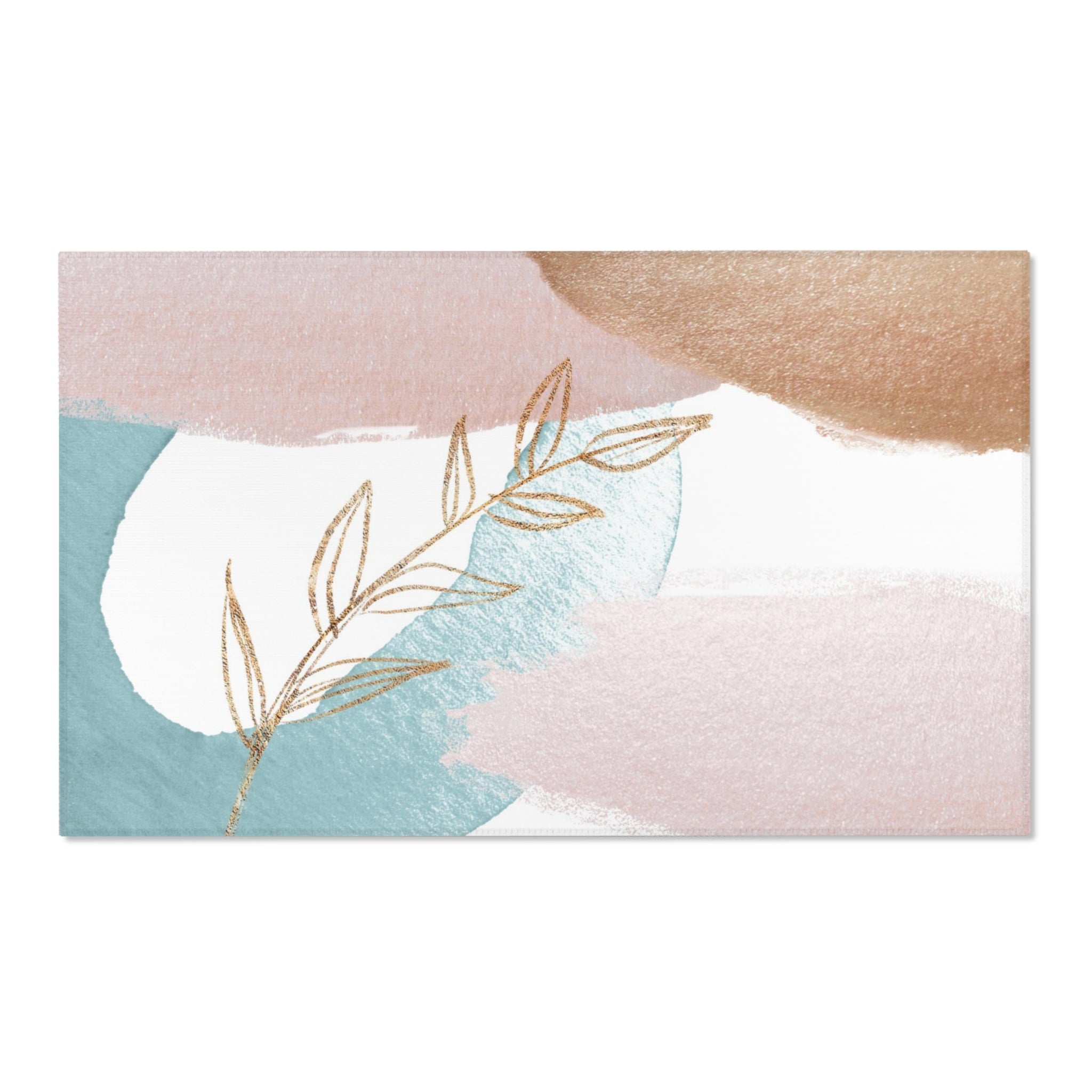 Abstract Boho Area Rug | Pastel Blue, Blush Pink, Beige Minimalist