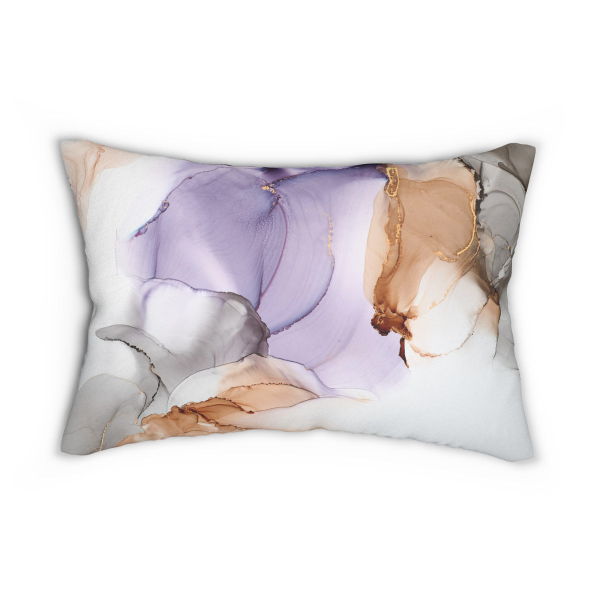 Lavender Peach Gray Abstract Alcohol Ink Lumbar Pillow