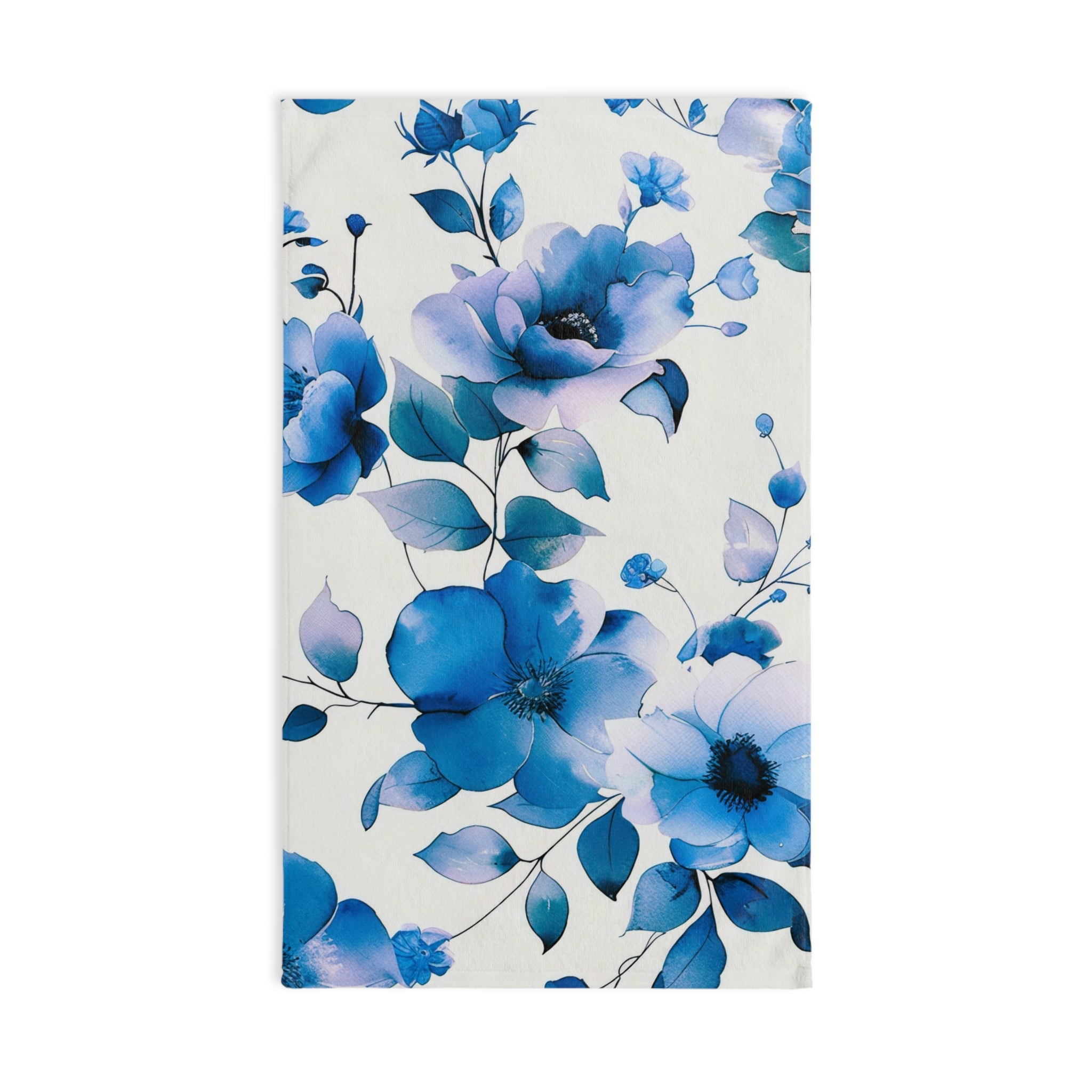 Kitchen, Bath Hand Towel | Floral, Indigo Blue, Lavender White