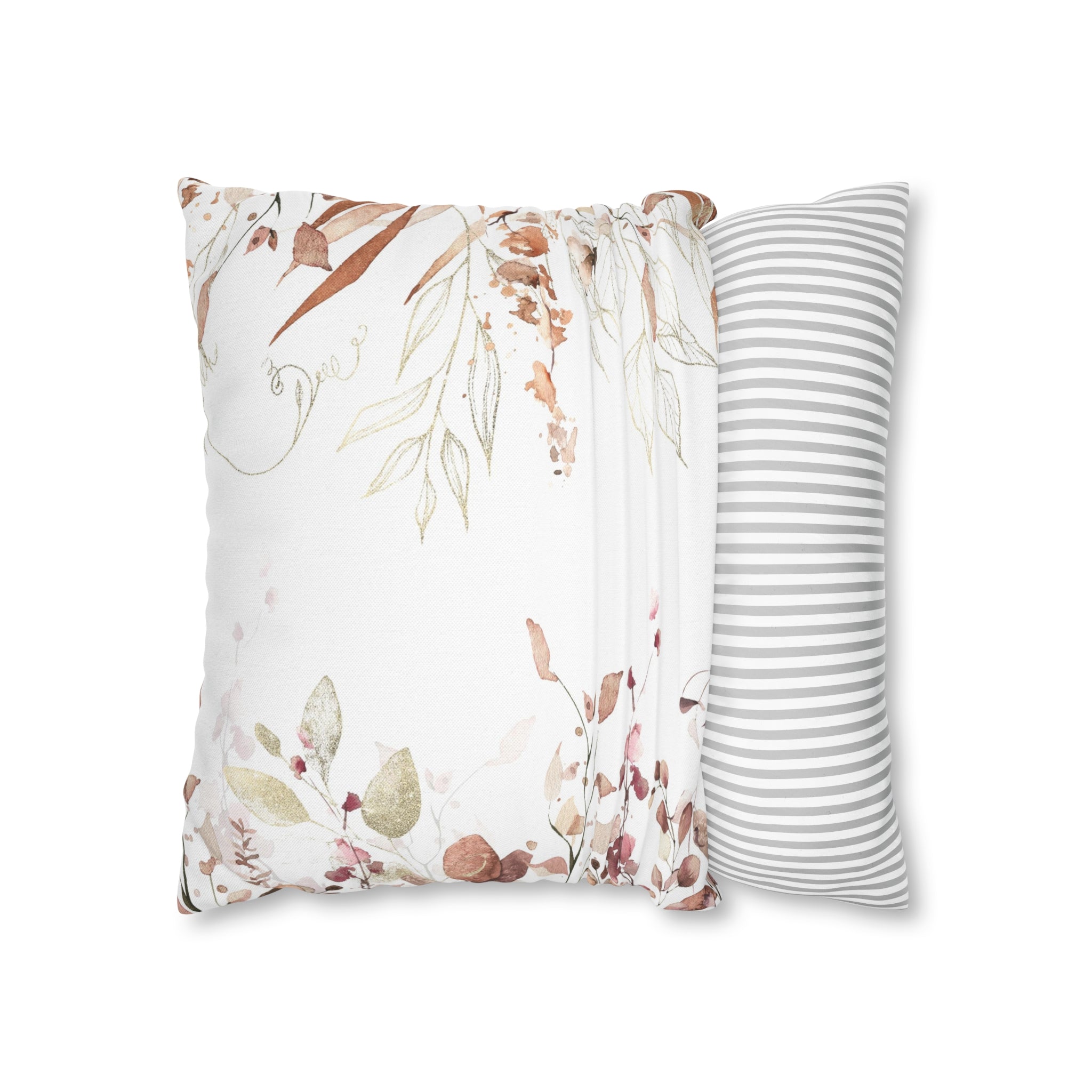 Floral Pillow Cover | White Beige Monstera Leaves