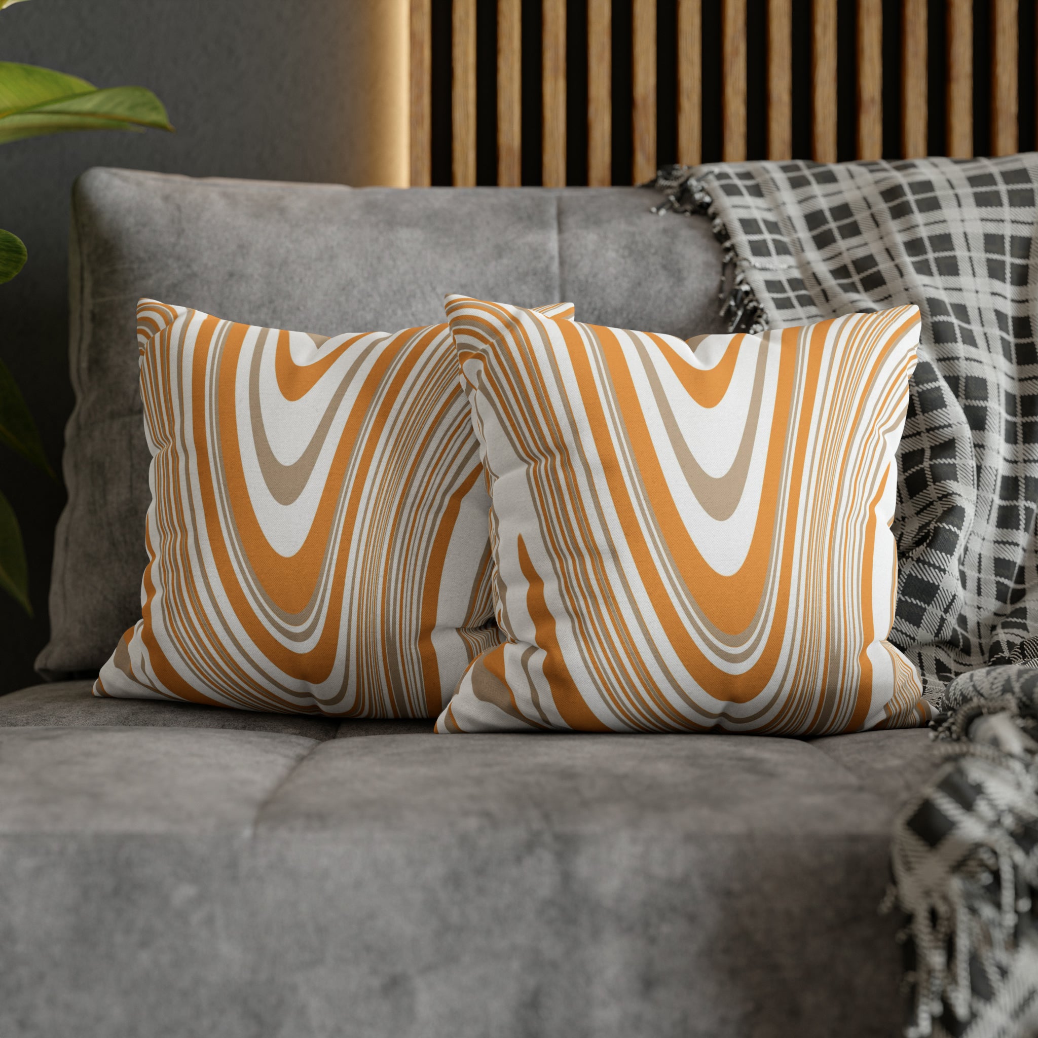 Abstract Pillow Cover | Orange Beige White